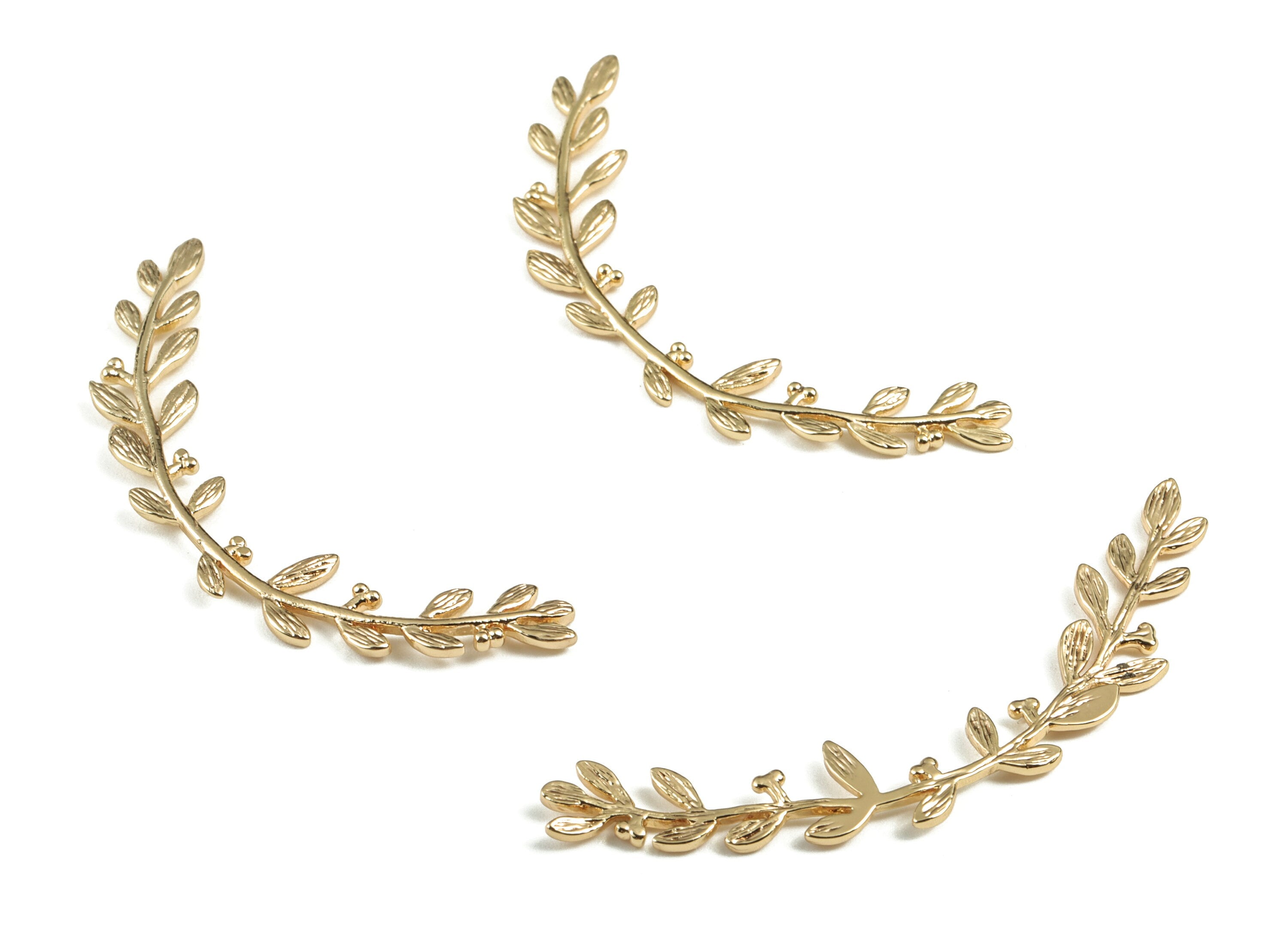 Brass Branch Brooch - Gold Brass Branch Brooch - 18K Real Gold Plated Brass - Jewelry Supplies - 50.37x28.18x2.1mm - RGP2790 - DOMEDBAZAAR