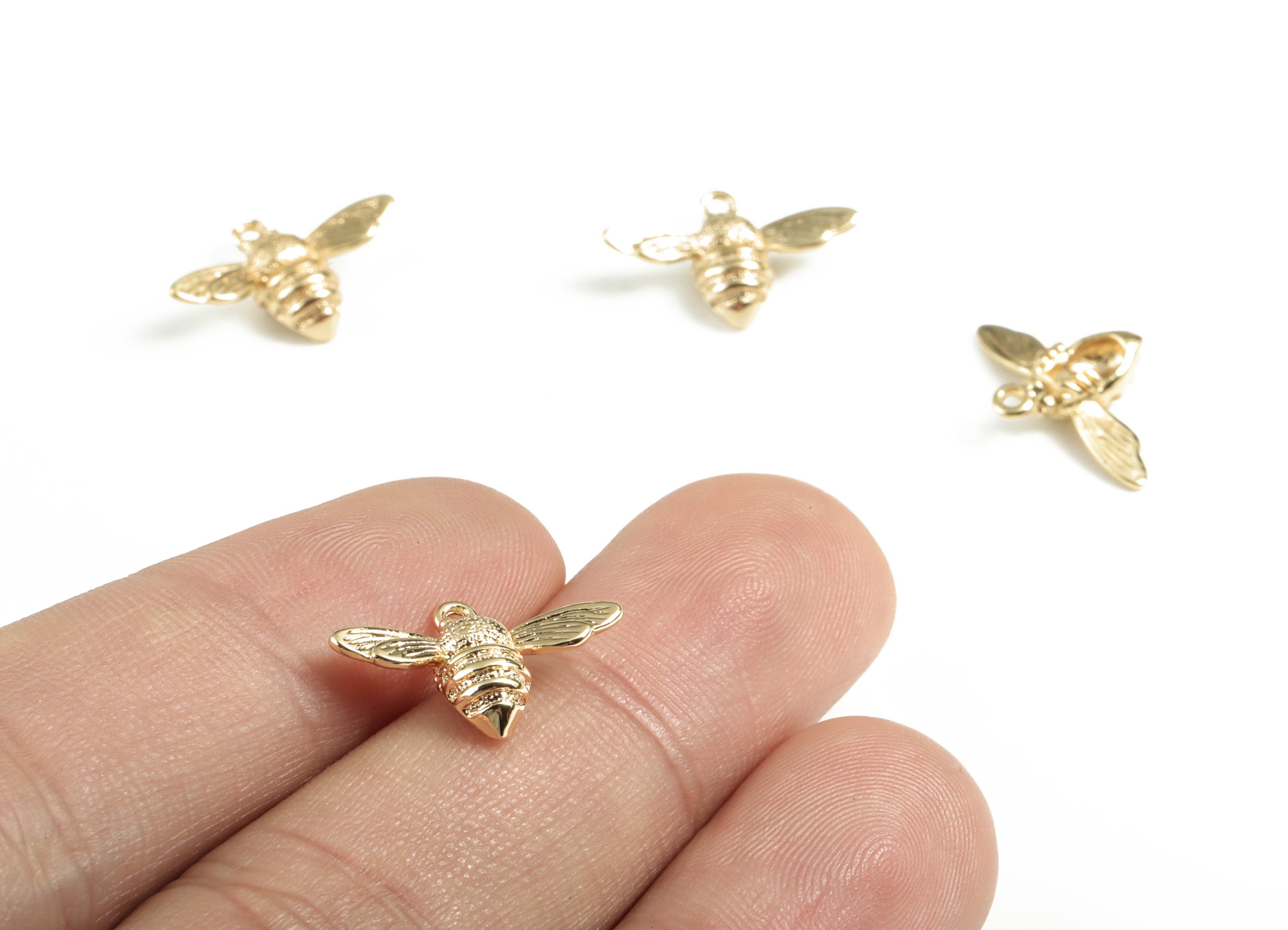 Brass Insect Earring Charms - Gold Insect Pendant - 18K Real Gold Plated Brass - Jewelry Supplies - 17.46x11.56x4.24mm - RGP2795 - DOMEDBAZAAR