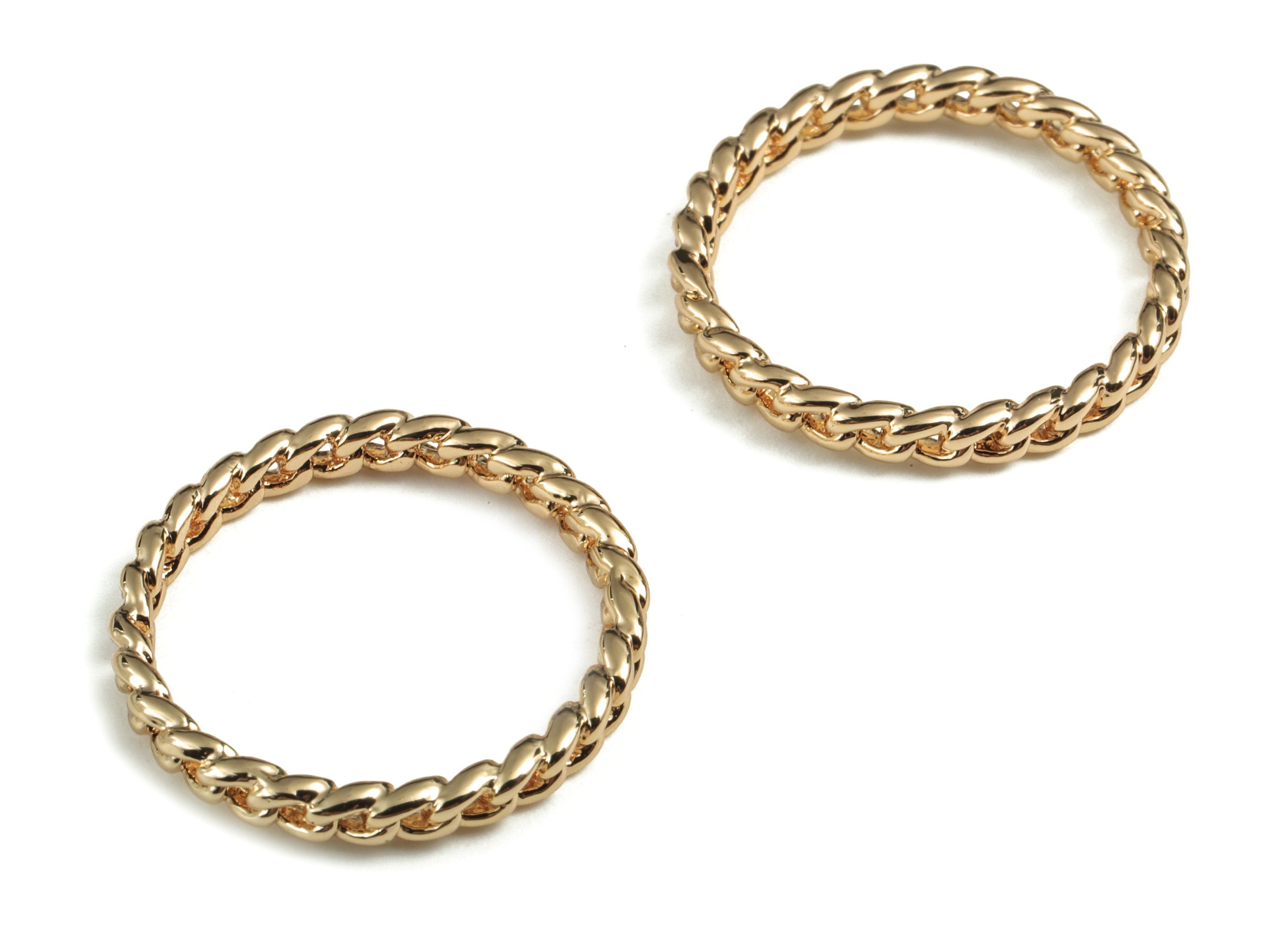 Brass Circle Ring Earring Charms - Gold Circle Pendant - 18K Real Gold Plated Brass - 20.22x20.22x2.5mm - RGP2789 - DOMEDBAZAAR
