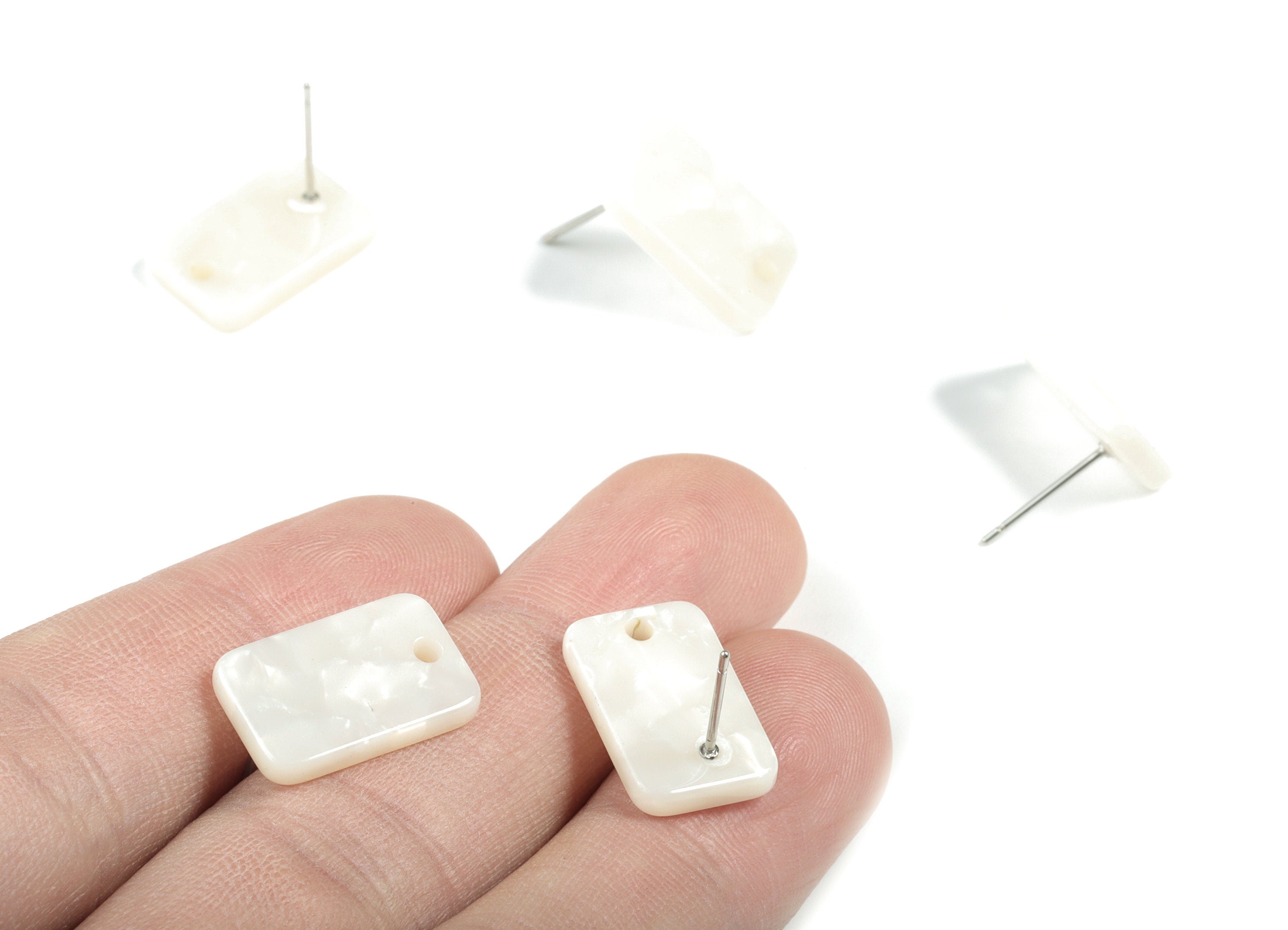 Acetate Acrylic Earring Post Charms - Stud Earring Charms - Square Shaped Earrings - Color Code: A32 - 16.9x10.9x2.7mm - AC1579-A32 - DOMEDBAZAAR