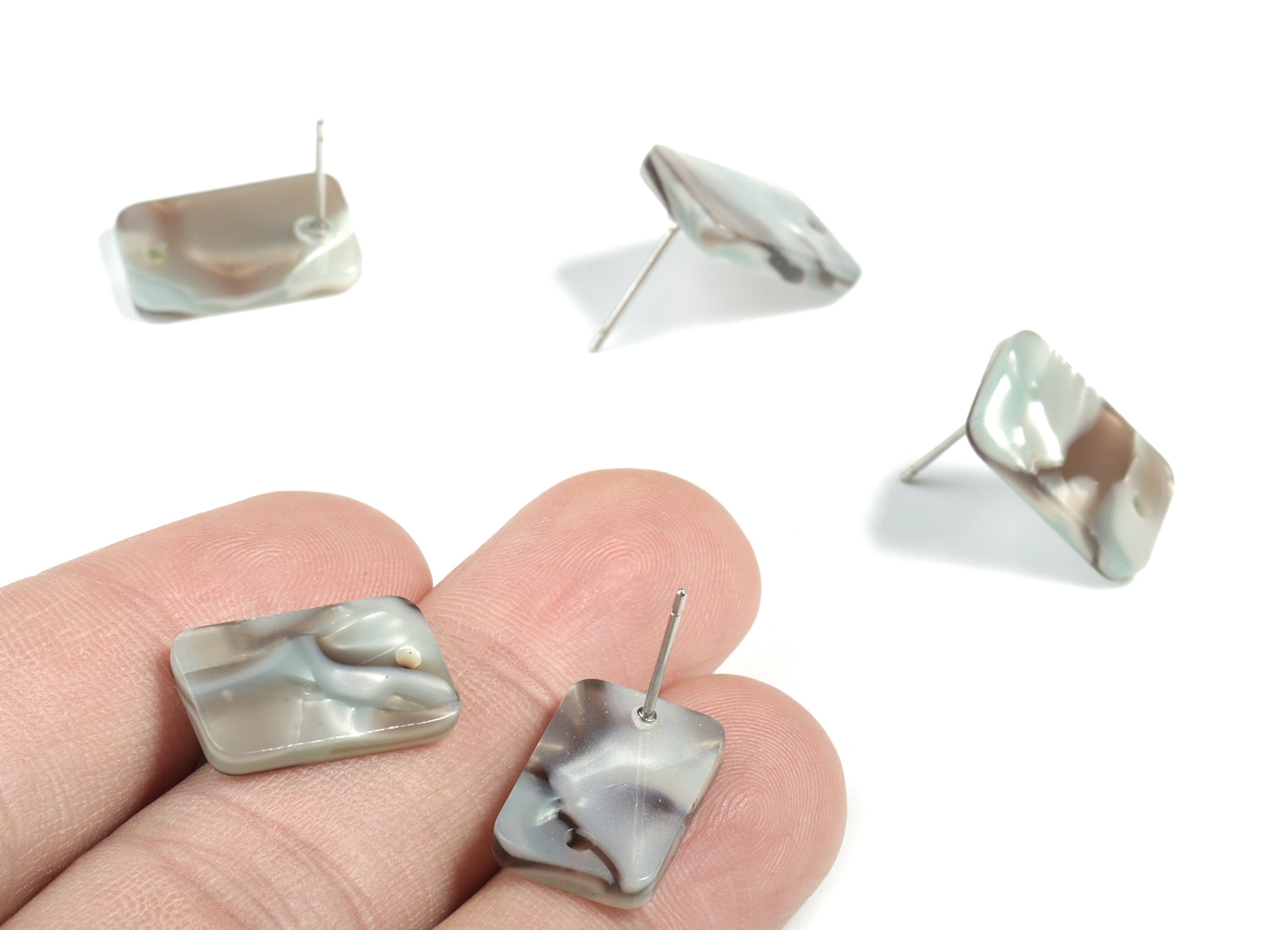Acetate Acrylic Earring Post Charms - Stud Earring Charms - Square Shaped Earrings - Color Code: A22 - 16.9x10.9x2.7mm - AC1579-A22 - DOMEDBAZAAR