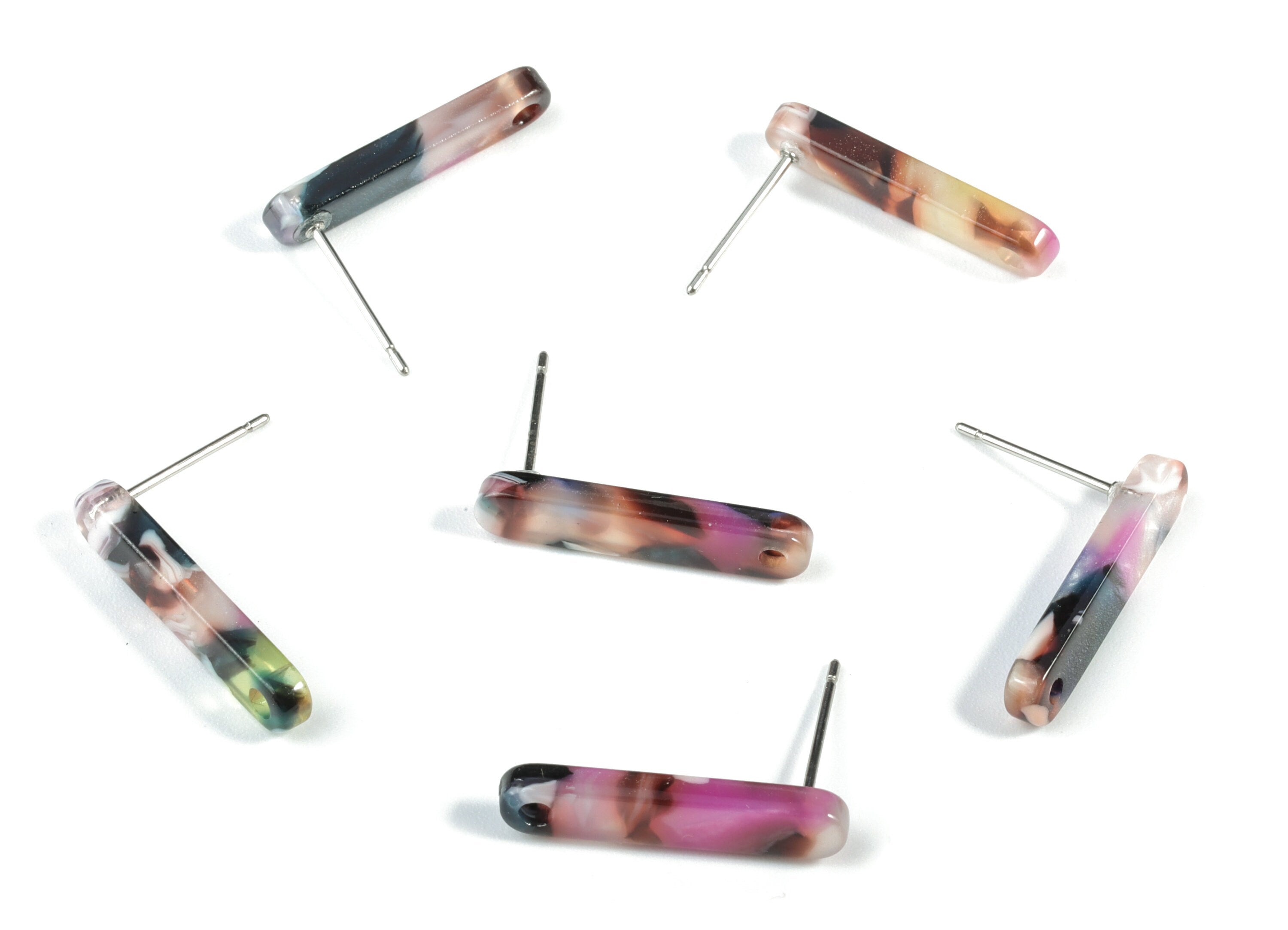 Acetate Stick Earring Post - Stick Earring Stud - Earring Post - Jewelry Supplies - Color Code: A11 - 20.6x4.27x2.6mm - AC1577-A11 - DOMEDBAZAAR