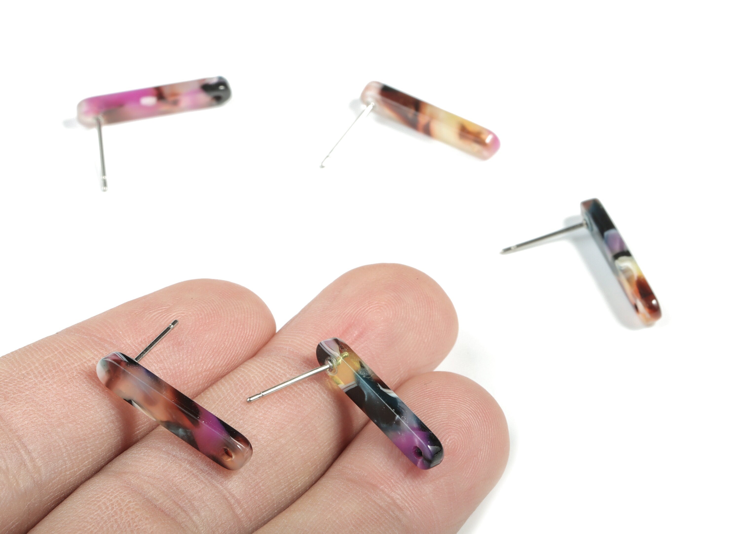 Acetate Stick Earring Post - Stick Earring Stud - Earring Post - Jewelry Supplies - Color Code: A11 - 20.6x4.27x2.6mm - AC1577-A11 - DOMEDBAZAAR