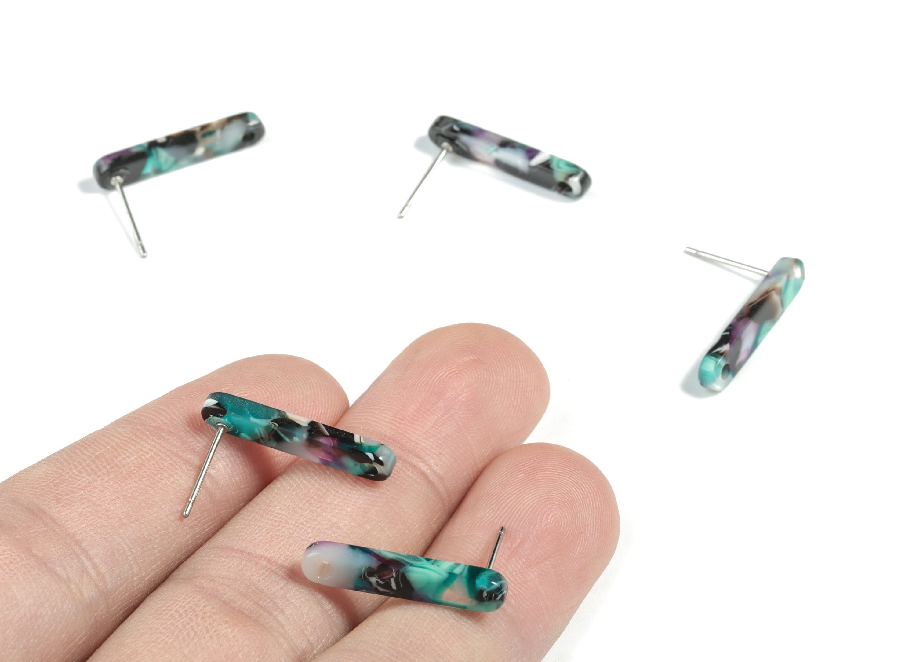 Acetate Stick Earring Post - Stick Earring Stud - Earring Post - Jewelry Supplies - Color Code: A54 - 20.6x4.27x2.6mm - AC1577-A54 - DOMEDBAZAAR