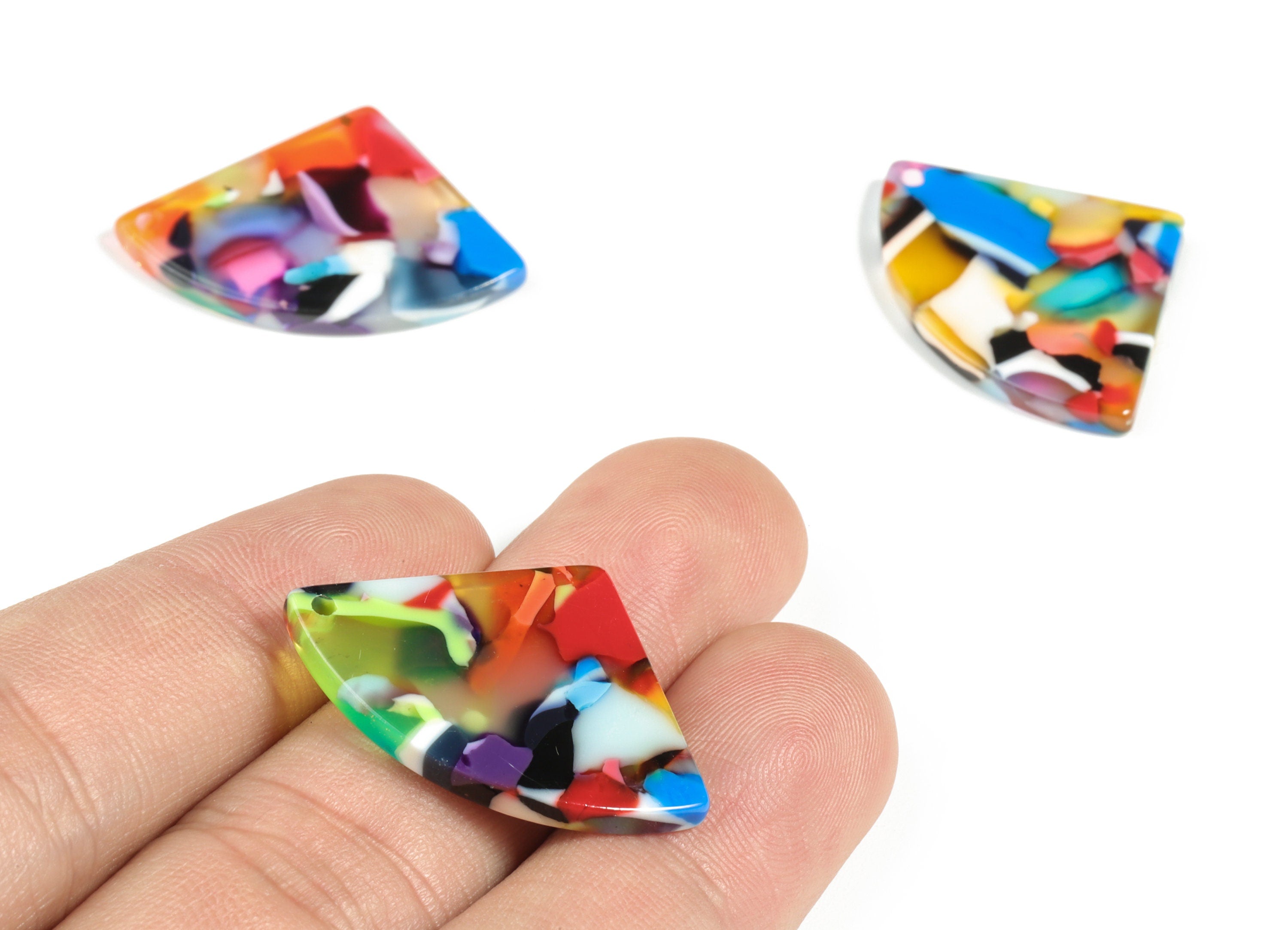 Acetate Pizza Earring Charms - Pizza Pendant - Earring Finding - Jewelry Supplies - Color Code:A21 - 30.24x21.61x2.73mm - AC2191-A21 - DOMEDBAZAAR