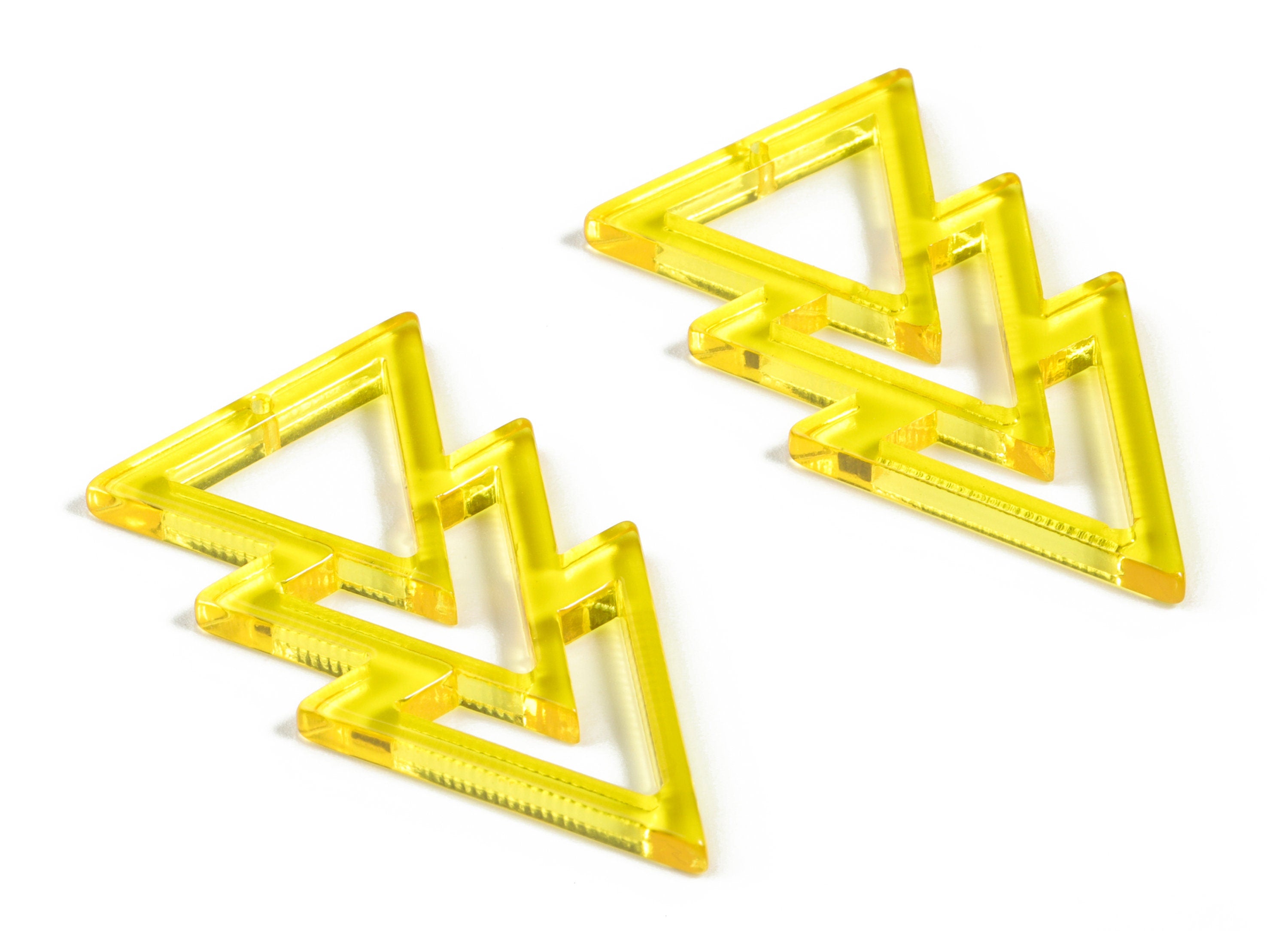 Acrylic Triangles Earring Charms - Acrylic Pale Yellow Triangles Pendant - Jewelry Supplies - Color Code:A481 - 45.88x24x2.5mm - AC2173-A481 - DOMEDBAZAAR