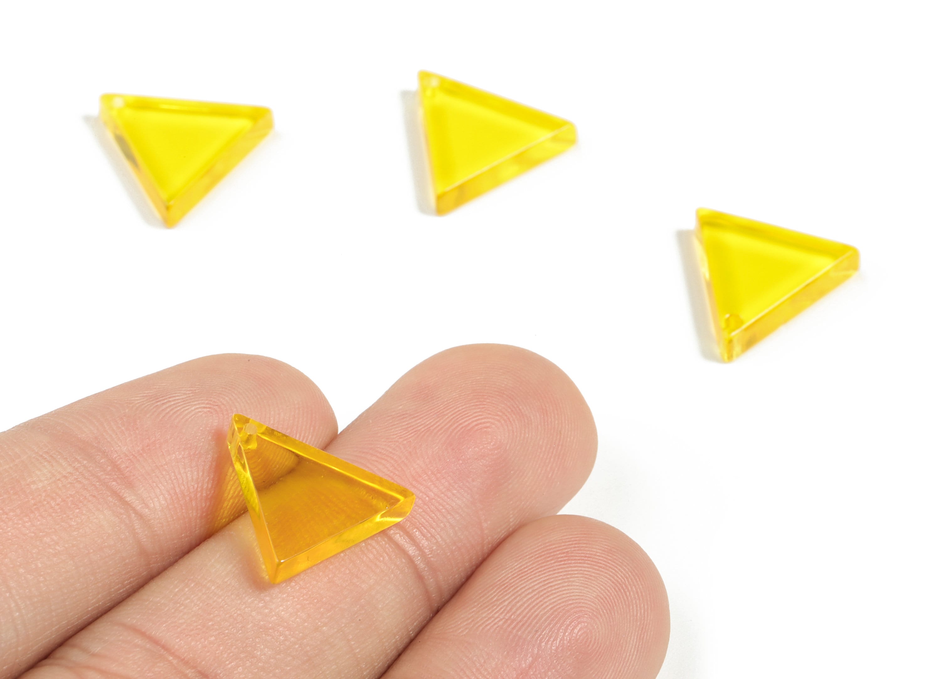Acrylic Triangle Earring Charms - Acrylic Yellow Triangle Pendant - Jewelry Supplies - Color Code:A71 - 13.89x14.84x3.16mm - AC2196-A71 - DOMEDBAZAAR
