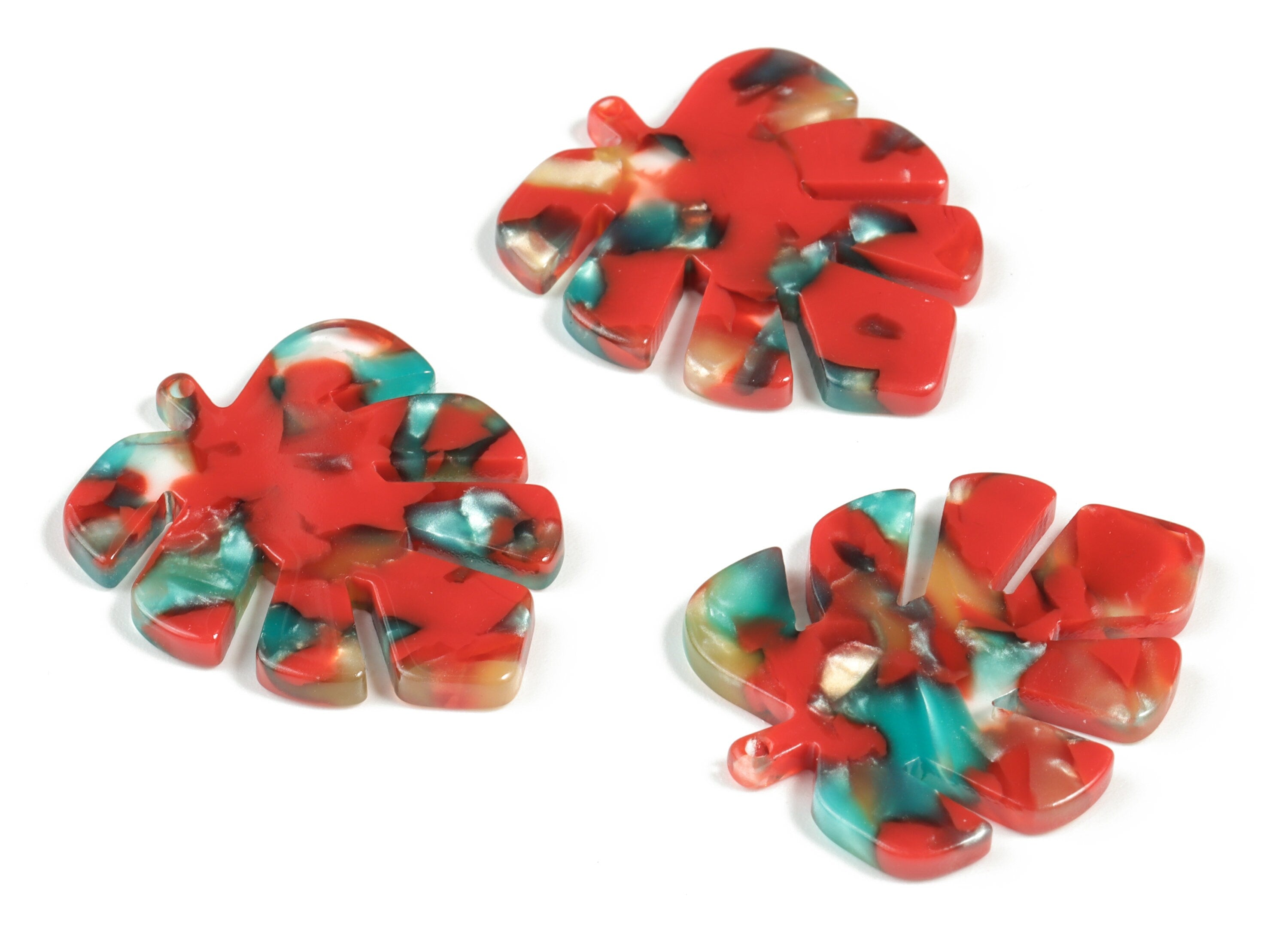 Acetate Leaf Earring Charms - Acetate Leaf Pendant - Earring Findings - Jewelry Supplies - Color Code:A46 - 29.85x24.12x2.4mm - AC1087-A46 - DOMEDBAZAAR