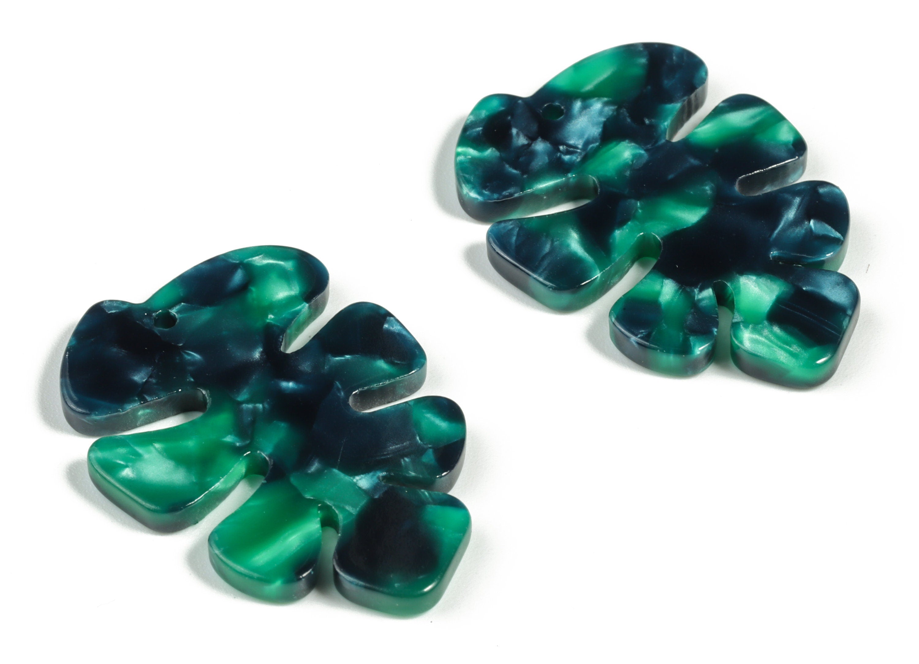 Acetate Monstera Earring Charms - Leaf Pendant - Earring Finding - Jewelry Supplies - Color Code:A13 - 33.69x24.42x2.77mm - AC2186-A13 - DOMEDBAZAAR