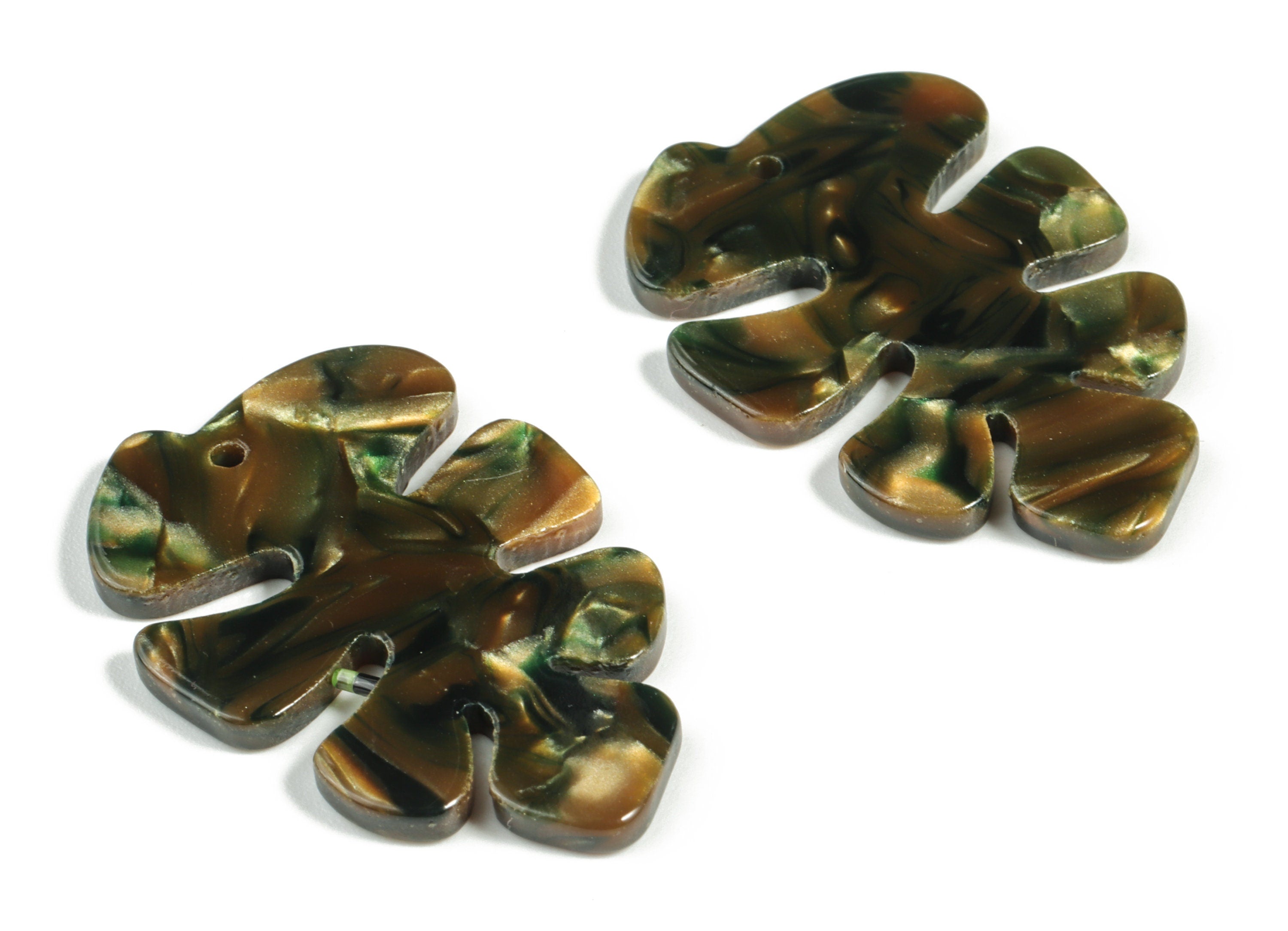 Acetate Monstera Earring Charms - Leaf Pendant - Earring Finding - Jewelry Supplies - Color Code:A552 - 33.78x24.25x2.48mm - AC2186-A552 - DOMEDBAZAAR