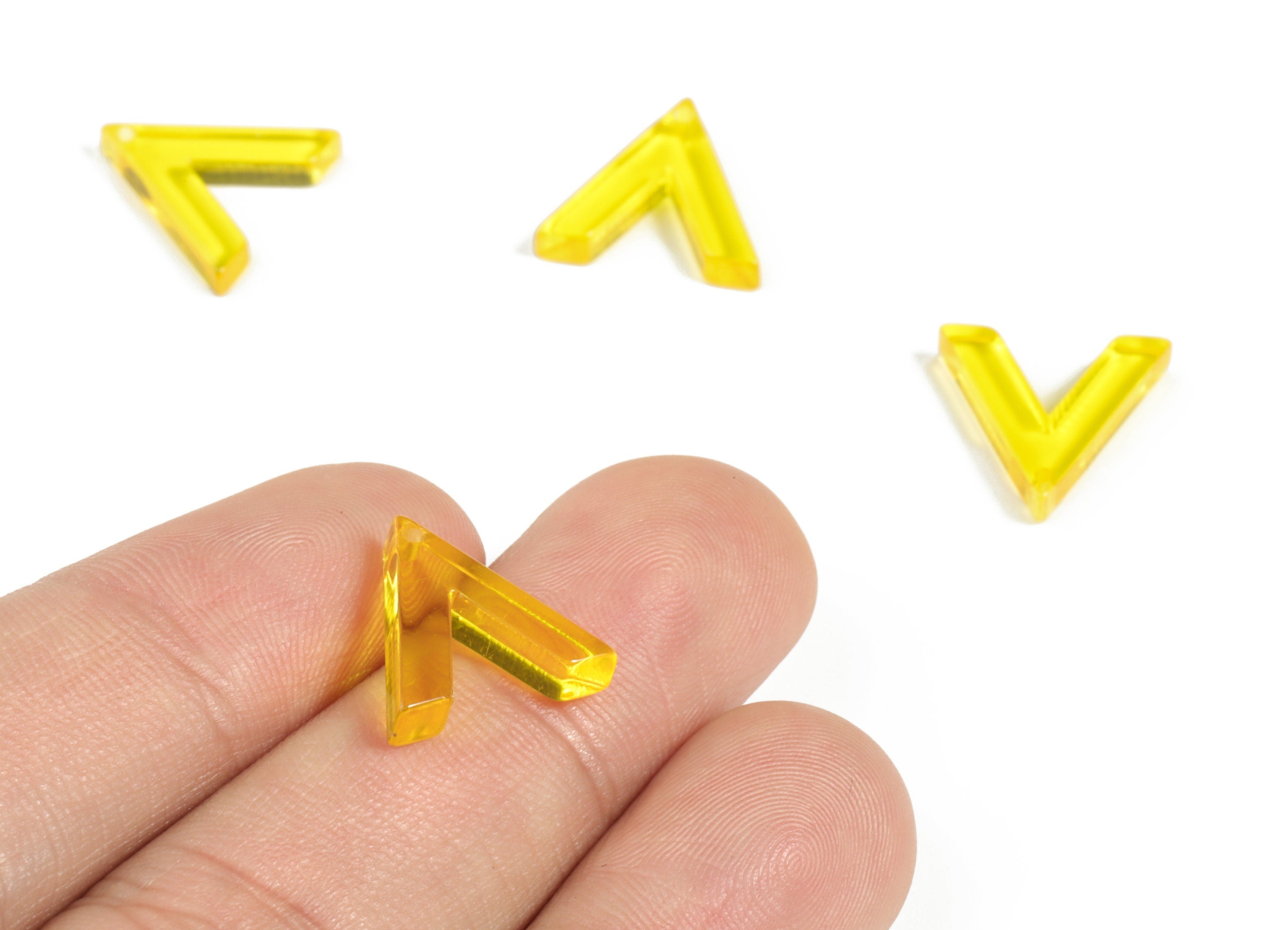 Acrylic Triangle Earring Charms - Acrylic Yellow Triangle Pendant - Jewelry Supplies - Color Code:A481 - 13.93x14.78x3.03mm - AC2178-A481 - DOMEDBAZAAR