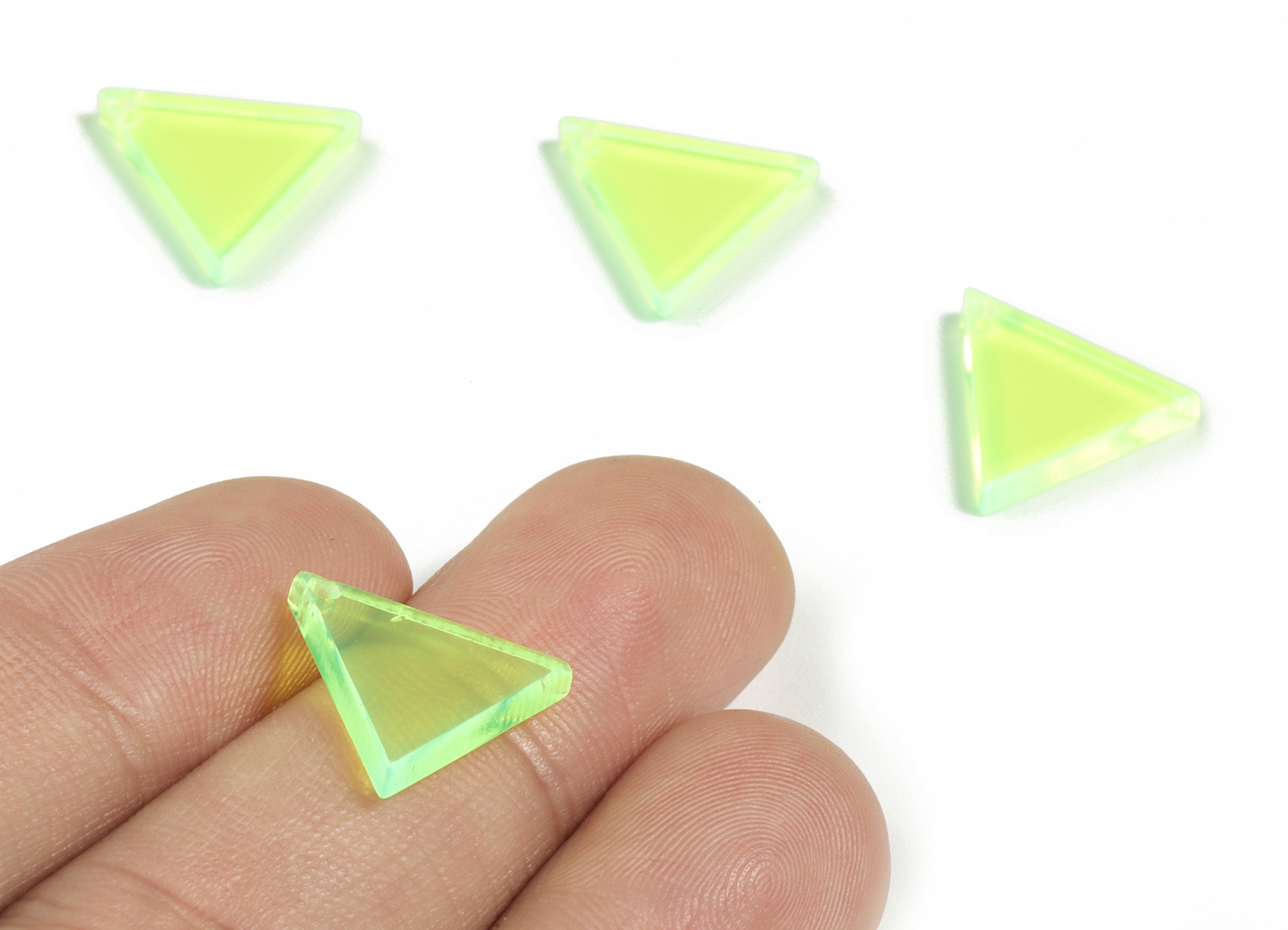 Acrylic Triangle Earring Charms - Acrylic Green Triangle Pendant - Jewelry Supplies - Color Code:A348 - 13.82x14.08x2.64mm - AC2196-A348 - DOMEDBAZAAR