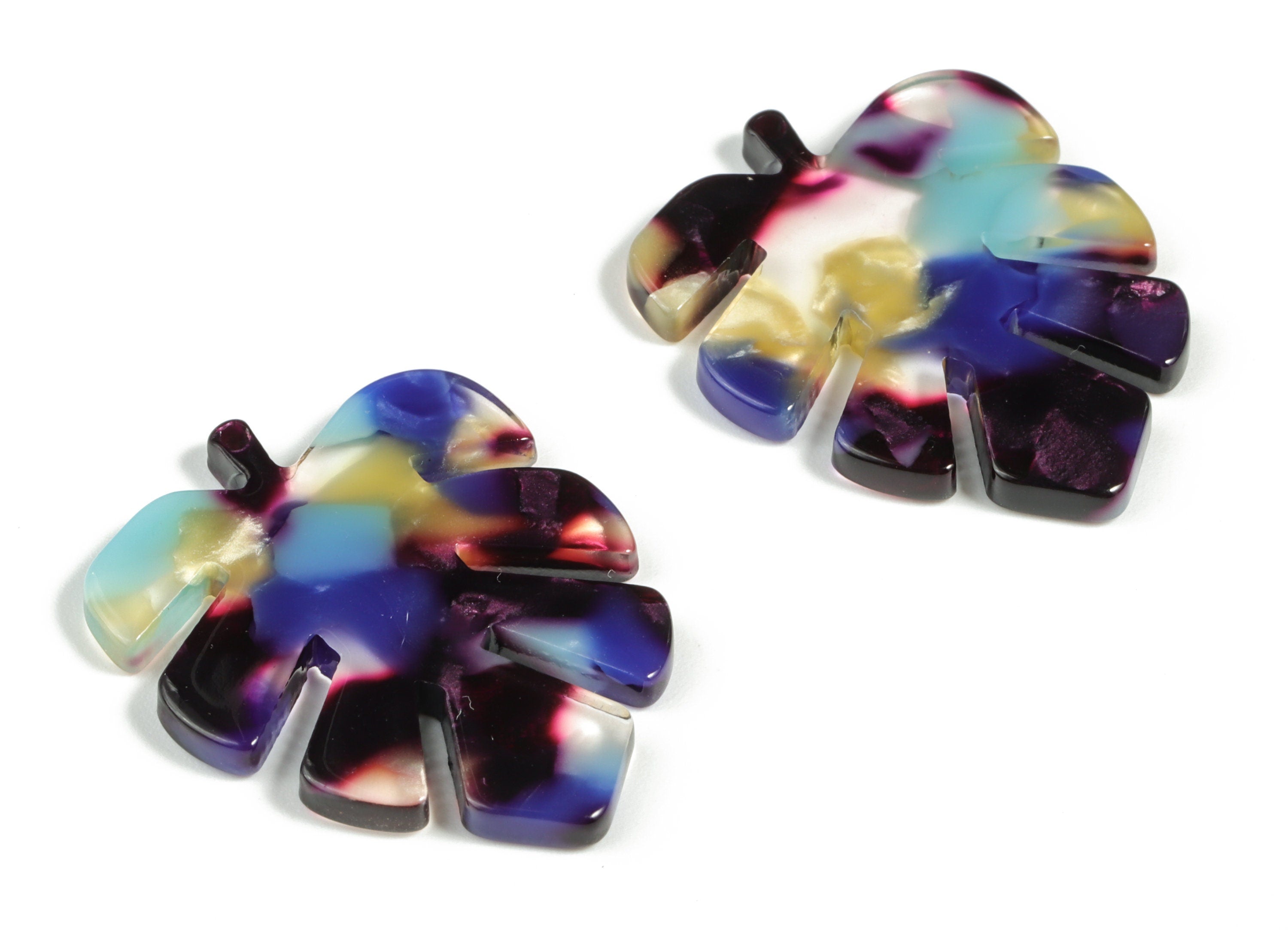 Acetate Leaf Earring Charms - Acetate Leaf Pendant - Earring Findings - Jewelry Supplies - Color Code:A23 - 29.63x23.97x2.41mm - AC1087-A23 - DOMEDBAZAAR