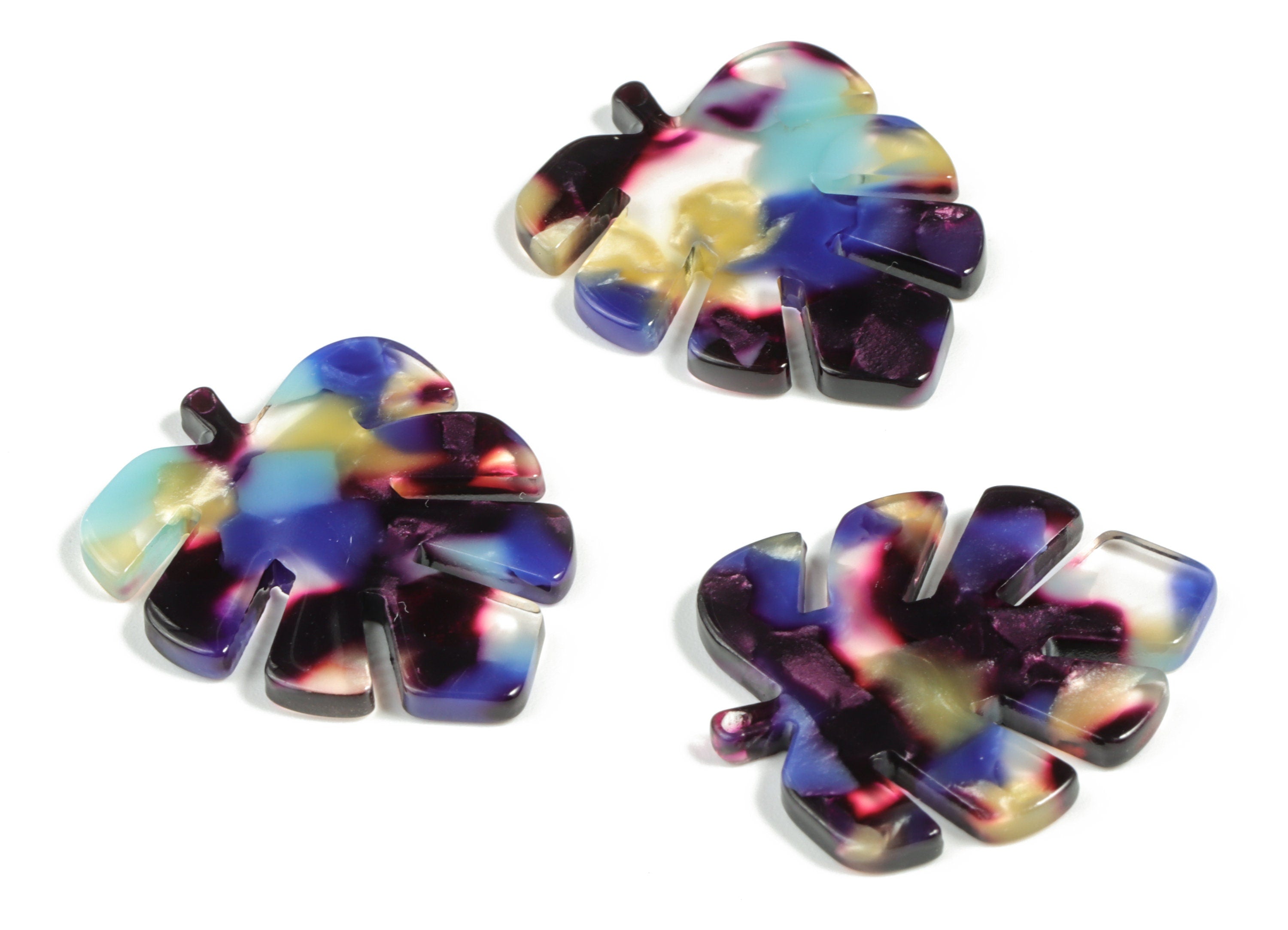Acetate Leaf Earring Charms - Acetate Leaf Pendant - Earring Findings - Jewelry Supplies - Color Code:A23 - 29.63x23.97x2.41mm - AC1087-A23 - DOMEDBAZAAR