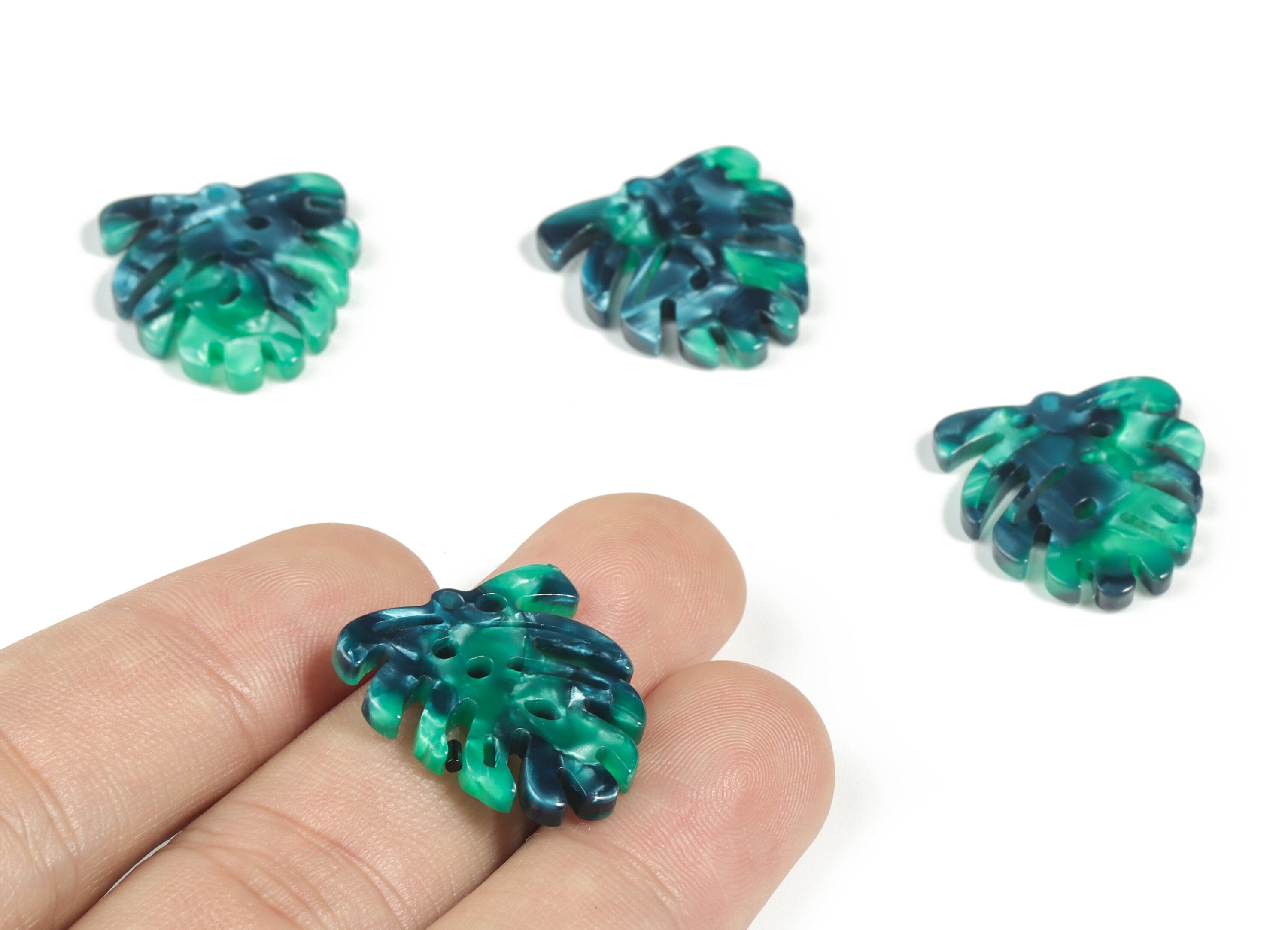 Acetate Monstera Earring Charms - Leaf Pendant - Earring Finding - Jewelry Supplies - Color Code:A13 - 21.83x20.47x2.55mm - AC2198-A13 - DOMEDBAZAAR