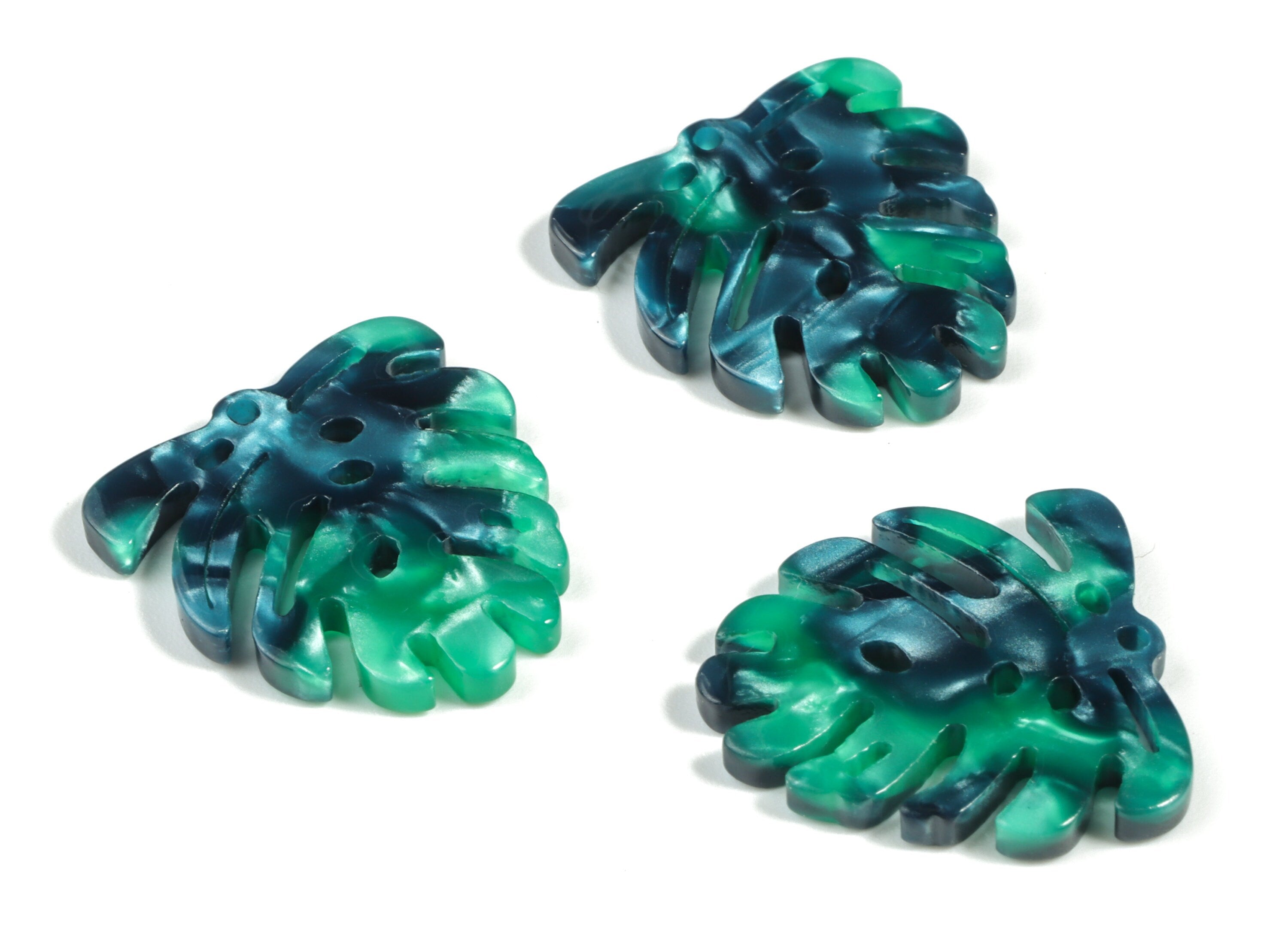 Acetate Monstera Earring Charms - Leaf Pendant - Earring Finding - Jewelry Supplies - Color Code:A13 - 21.83x20.47x2.55mm - AC2198-A13 - DOMEDBAZAAR