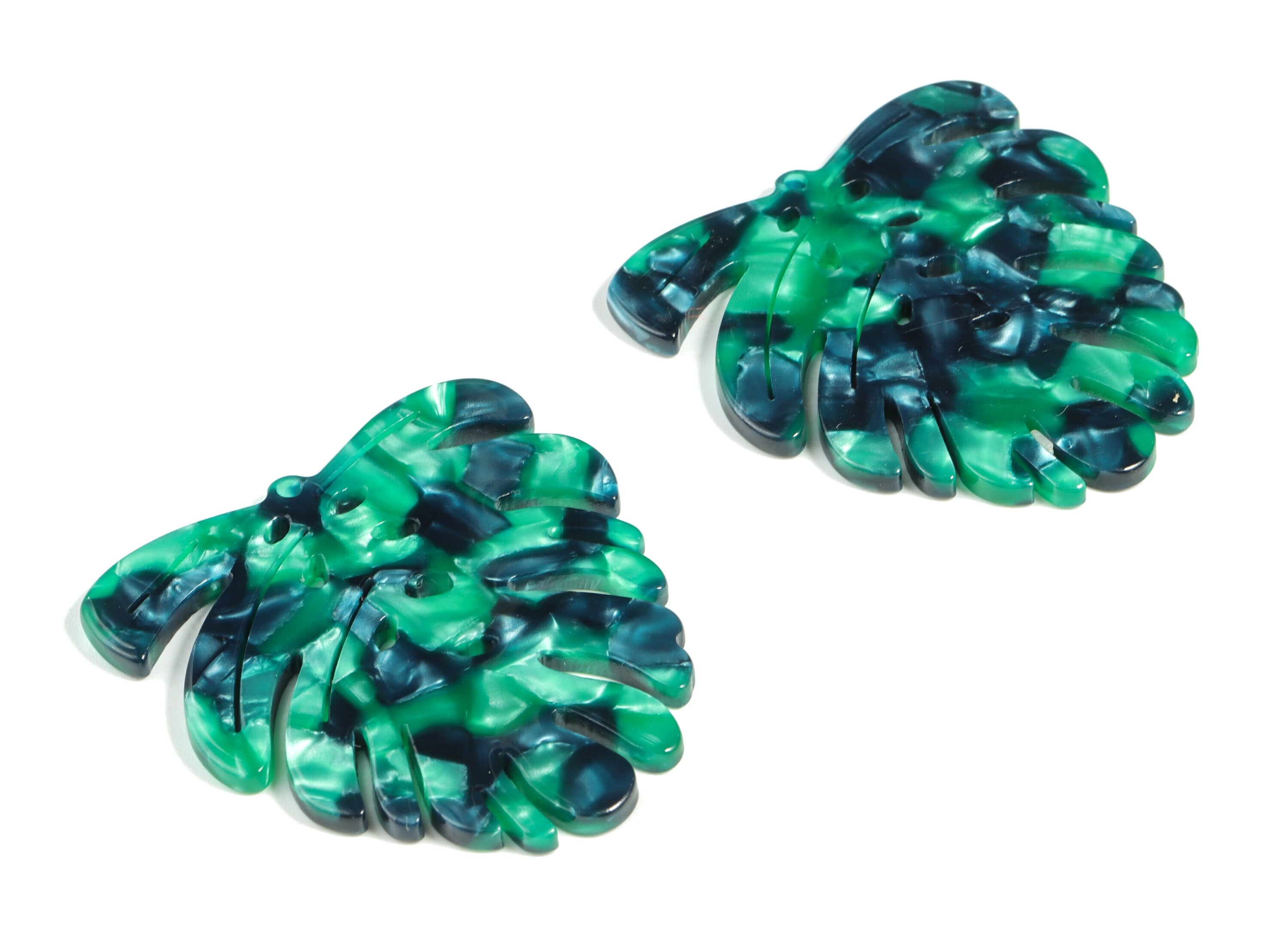 Acetate Monstera Earring Charms - Leaf Pendant - Earring Finding - Jewelry Supplies - Color Code:A13 - 45.18x42.91x2.56mm - AC2172-A13 - DOMEDBAZAAR
