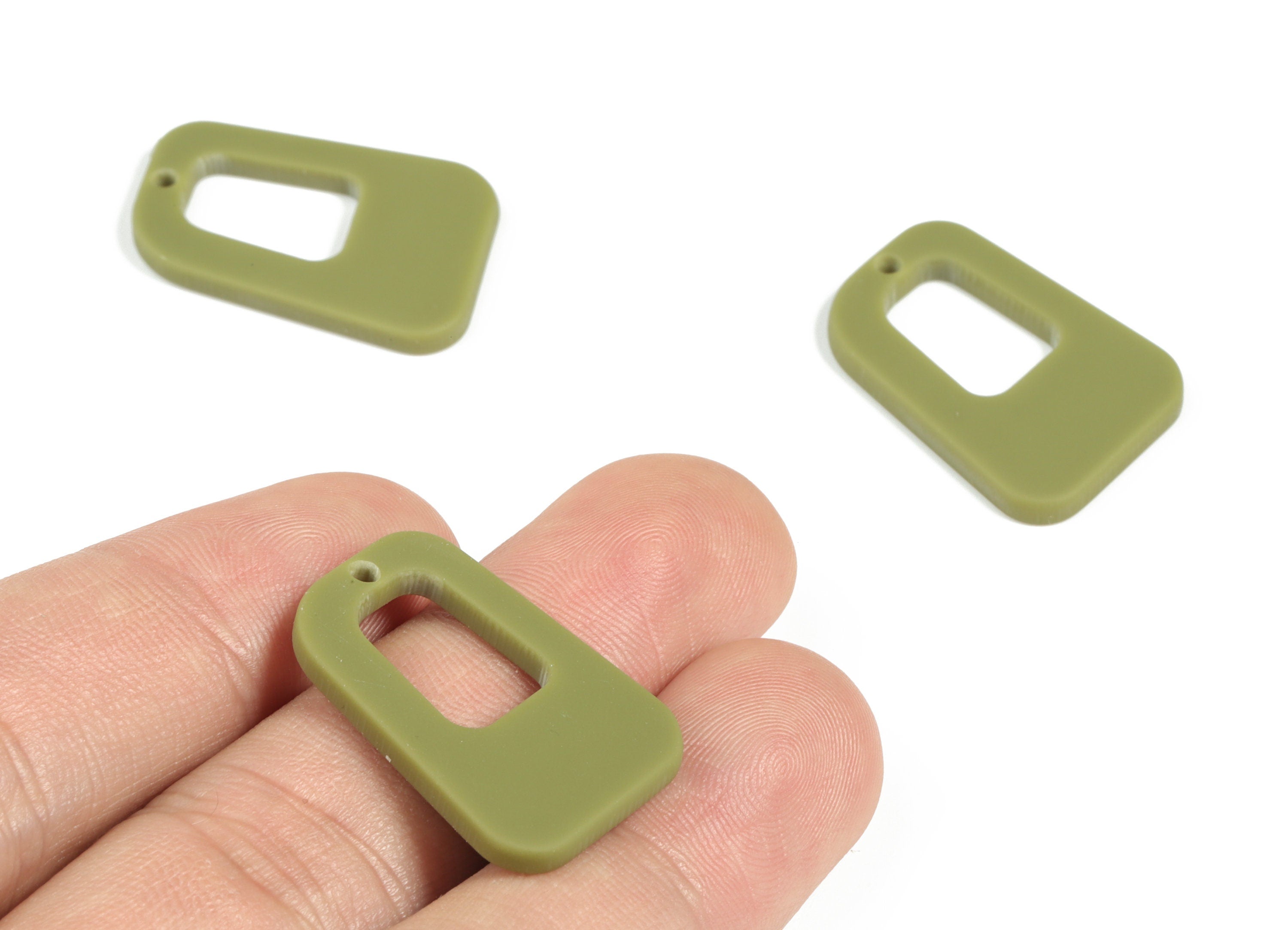 Acrylic Matte Geometry Earring Charms - Acrylic Green Geometry Pendant - Jewelry Supplies - Color Code:A135 - 26x18.41x2.25mm - AC2195-A135 - DOMEDBAZAAR