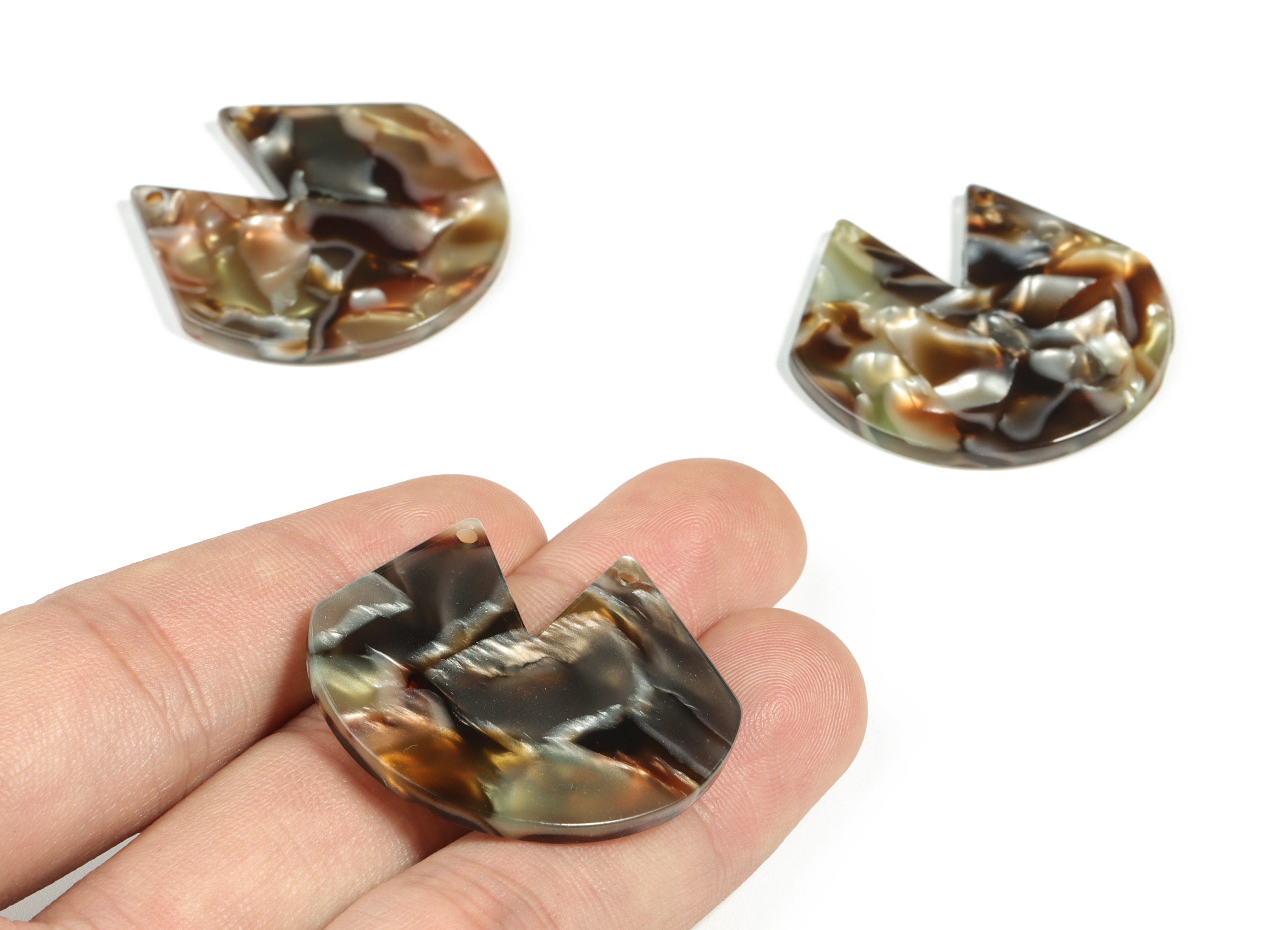 Acetate V Earring Connector - Acetate Semi circle Charms - 2 Holes - Jewelry Supplies - Color Code:A543 - 34.18x34.64x2.52mm - AC2180-A543 - DOMEDBAZAAR