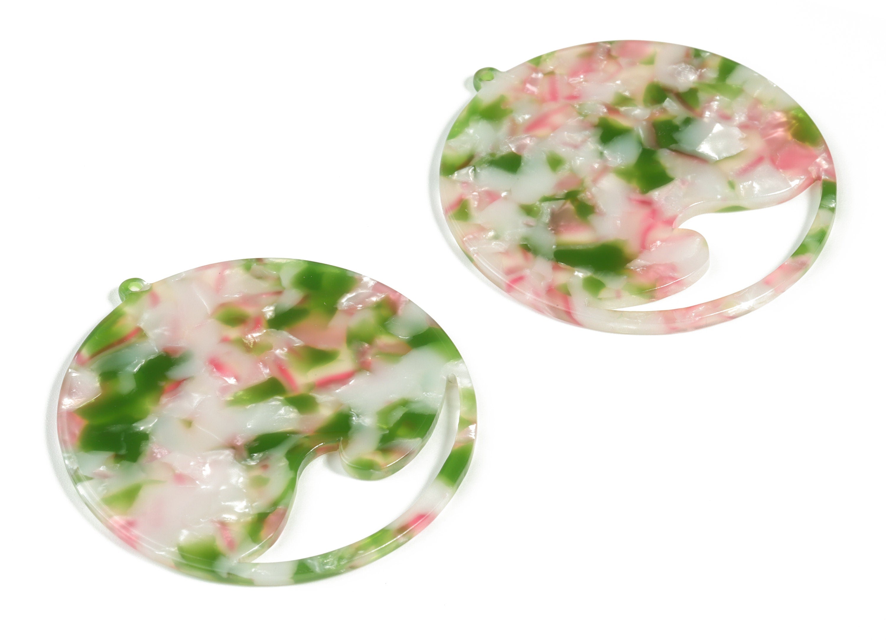 Acetate Round Wave Earring Charms - Circle Pendant - Earring Finding - Jewelry Supplies - Color Code:A549 - 53.62x50.67x2.47mm - AC2194-A549 - DOMEDBAZAAR