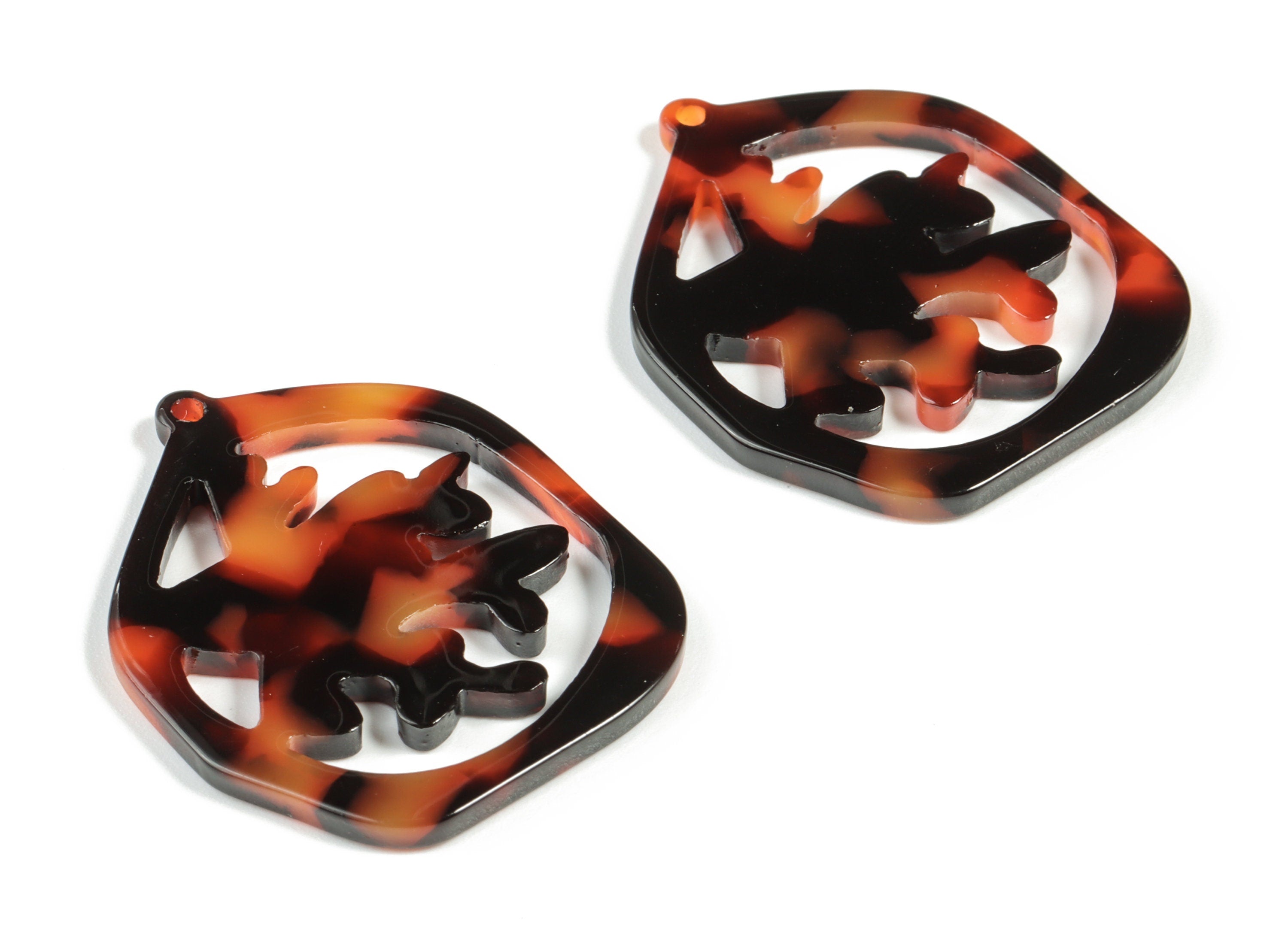 Acetate Hexagon Tree Earring Charms - Acetate Hexagon Tree Earrings - Tortoise Shell - Color Code:A04 - 34.49x27.12x2.6mm - AC2190-A04 - DOMEDBAZAAR