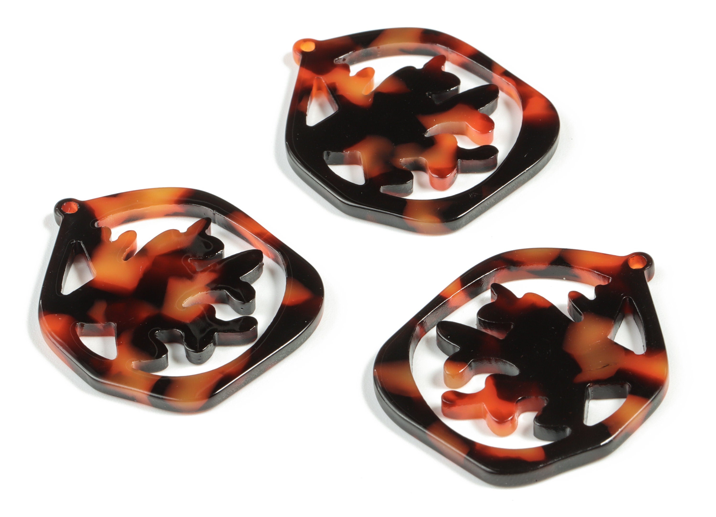 Acetate Hexagon Tree Earring Charms - Acetate Hexagon Tree Earrings - Tortoise Shell - Color Code:A04 - 34.49x27.12x2.6mm - AC2190-A04 - DOMEDBAZAAR