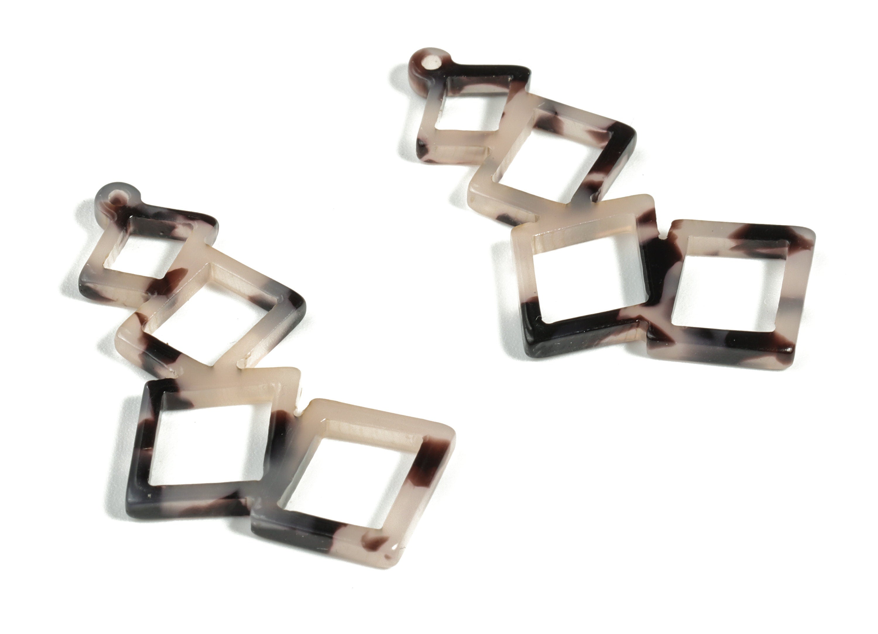 Acetate Squares Earring Charms - Acetate Squares Pendant - Blonde Tortoise Shell Earring - Color Code:A06 - 39.86x12.33x2.43mm - AC2197-A06 - DOMEDBAZAAR