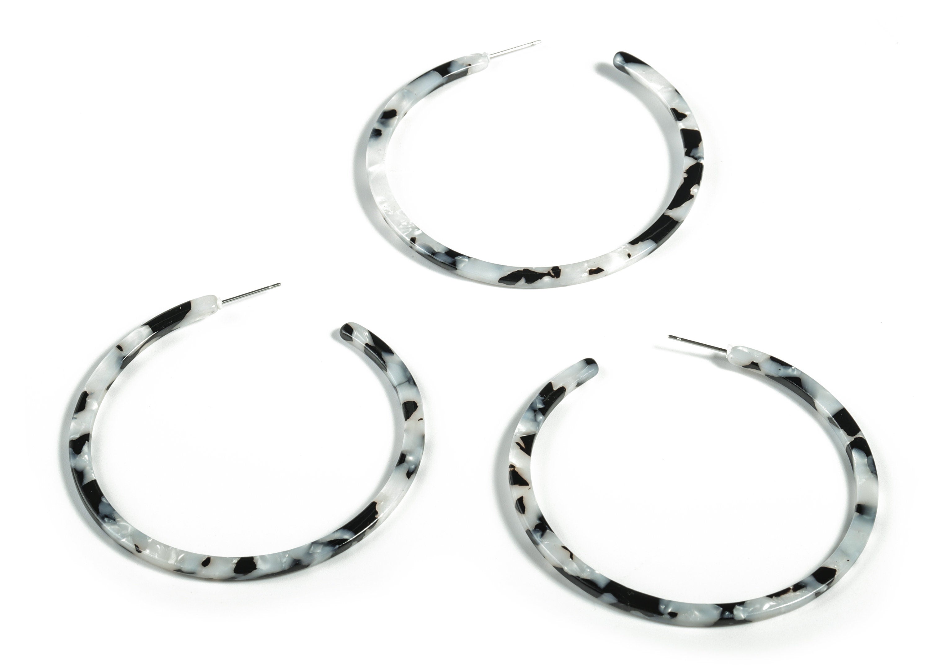 Open Hoop Earrings Stud - 2.5 inch Hoop Earring - Acetate Round Earring Post - Color Code: A15 - 66x4x3mm - AC1307B - DOMEDBAZAAR