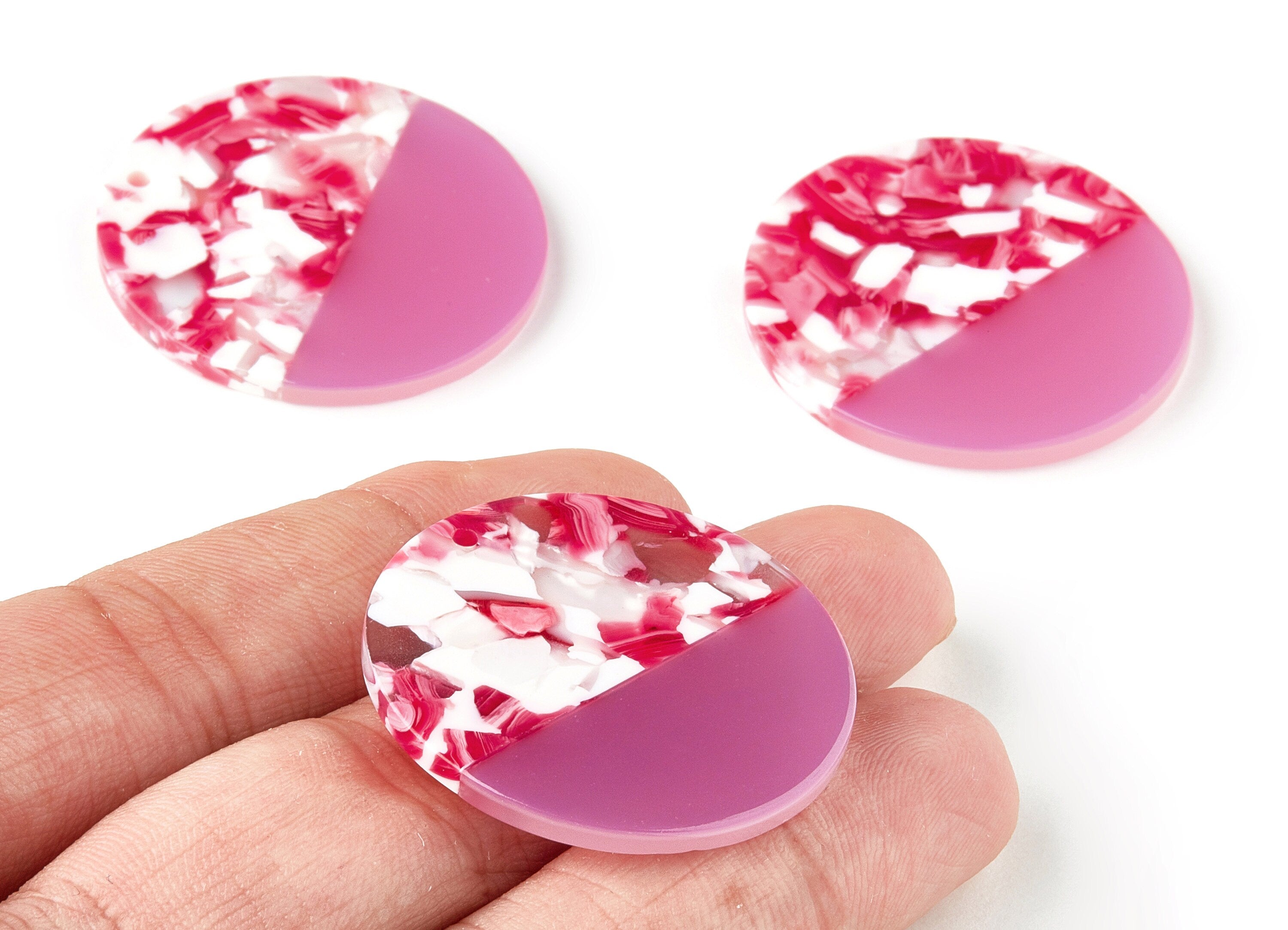 Acetate Round Charms - Coin Earrings and Pendant - Earring Findings - Jewelry Supply - Color Code: A361 - 35.1x35.1x2.5mm - AC1256-A361 - DOMEDBAZAAR