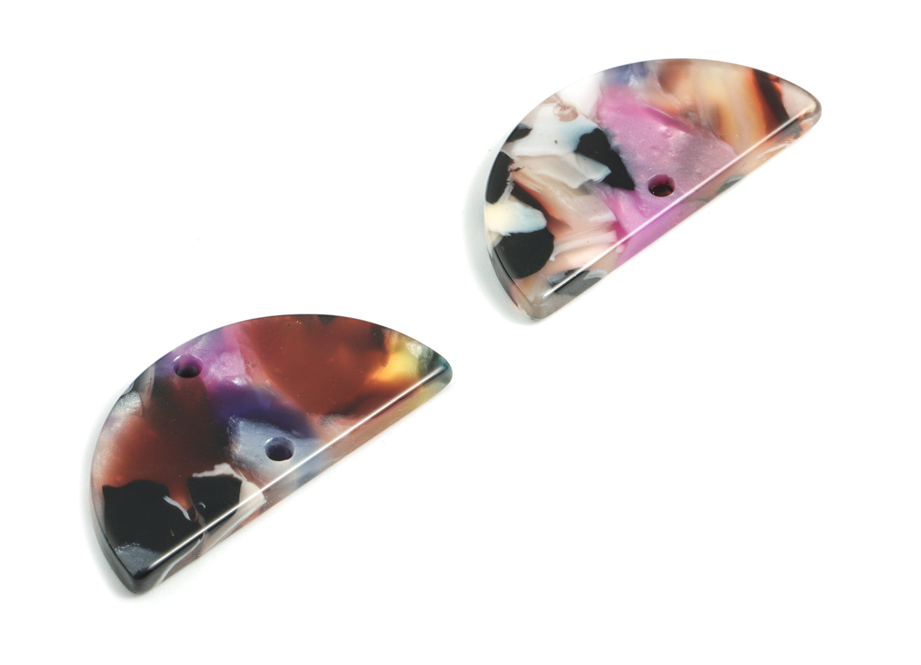 Acetate Semicircle Connectors Charms - 2 Holes - Semicircle Earrings - Earring Findings - Color Code: A11 - 30x15x2.5mm - AC1061-A11 - DOMEDBAZAAR