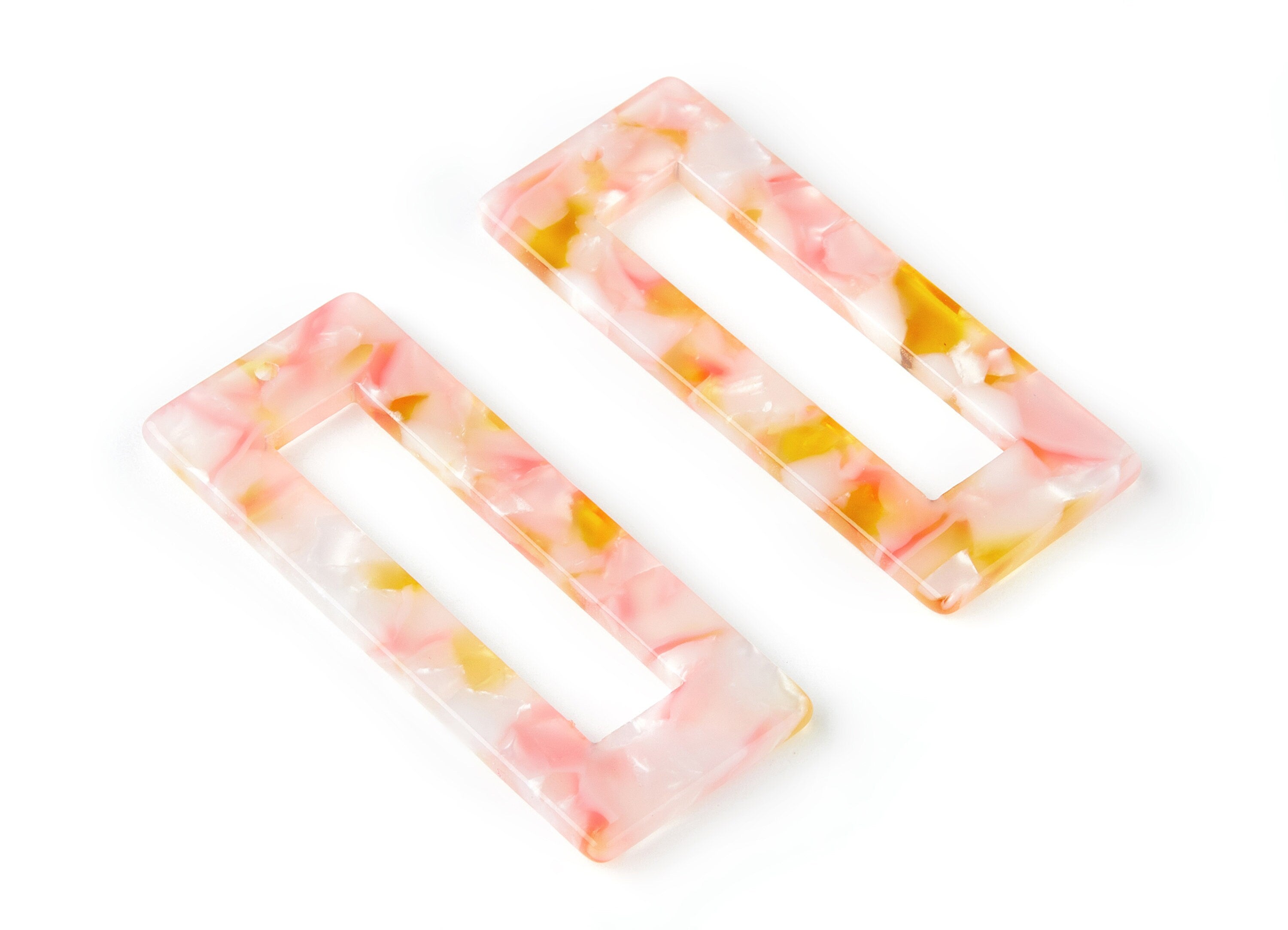 Acetate Earring Charms - Tortoise Shell Earrings - Rectangle Shaped Pendant - Color Code: A204 - 48.64x19.44x2.66mm - AC1025-A204 - DOMEDBAZAAR