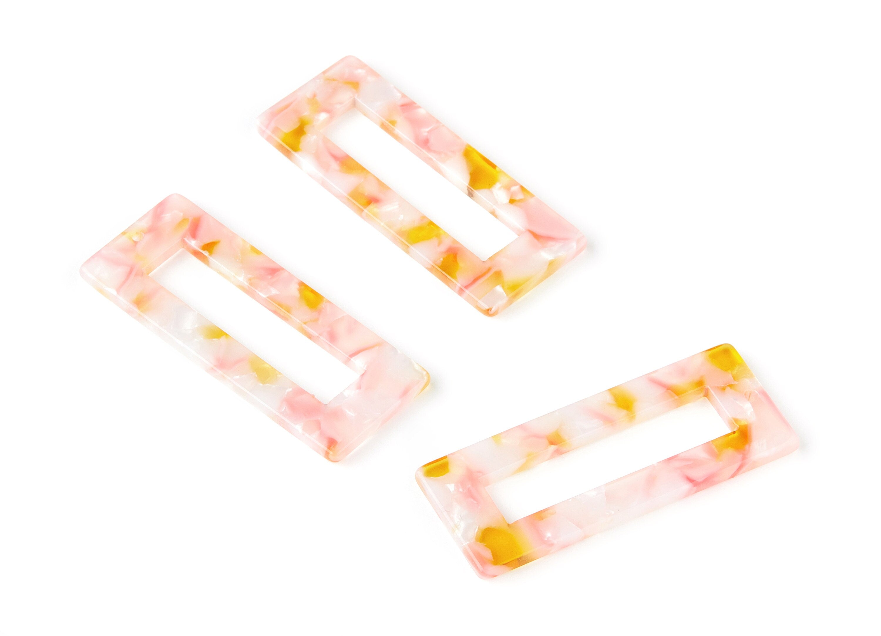 Acetate Earring Charms - Tortoise Shell Earrings - Rectangle Shaped Pendant - Color Code: A204 - 48.64x19.44x2.66mm - AC1025-A204 - DOMEDBAZAAR