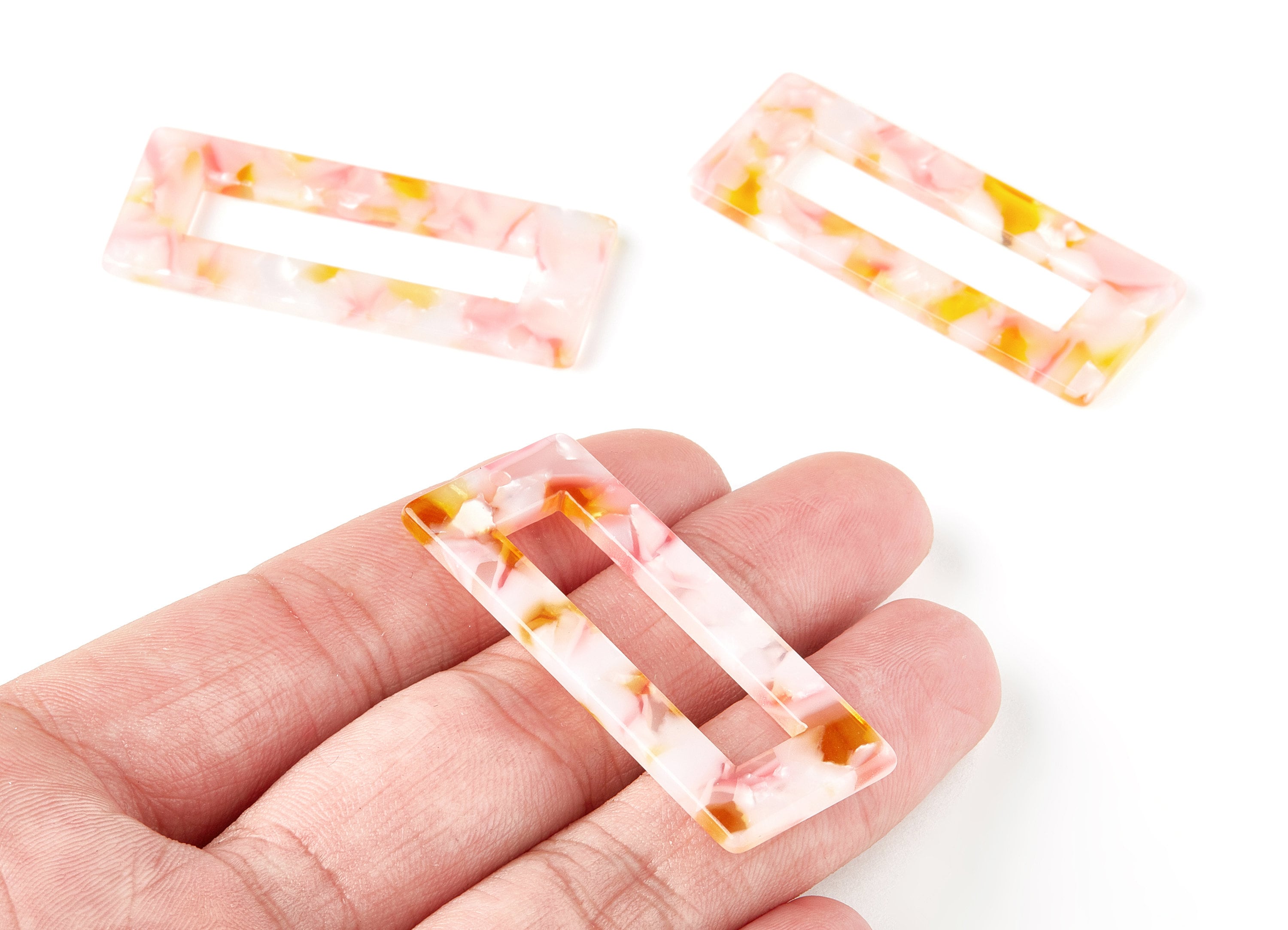 Acetate Earring Charms - Tortoise Shell Earrings - Rectangle Shaped Pendant - Color Code: A204 - 48.64x19.44x2.66mm - AC1025-A204 - DOMEDBAZAAR