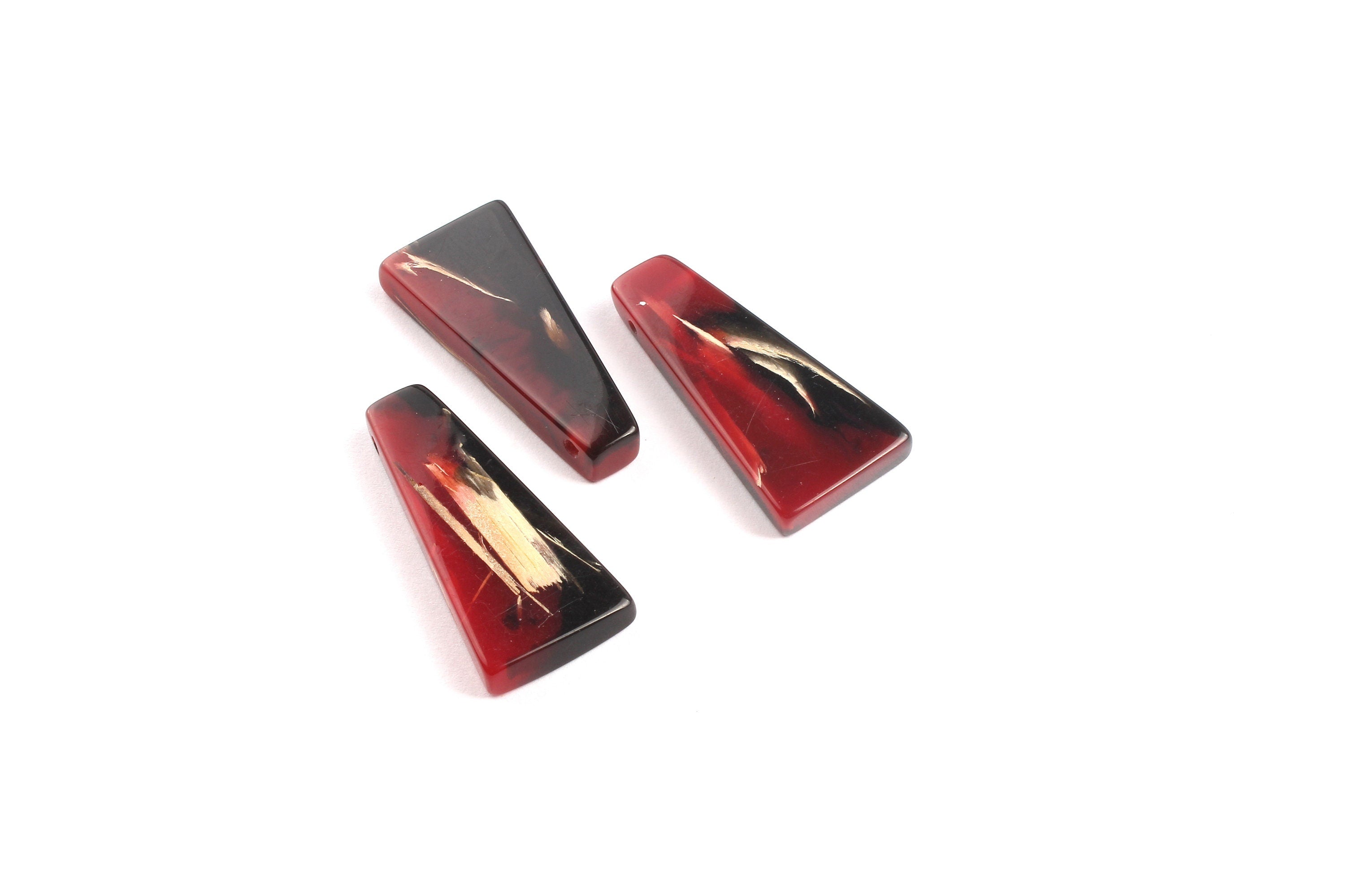 Epoxy Oak Bark Wood Pendant - Oak Bark Epoxy - Black and Red Mix Epoxy Pendant -46.1x21.6x6.76mm - BB1041C - DOMEDBAZAAR