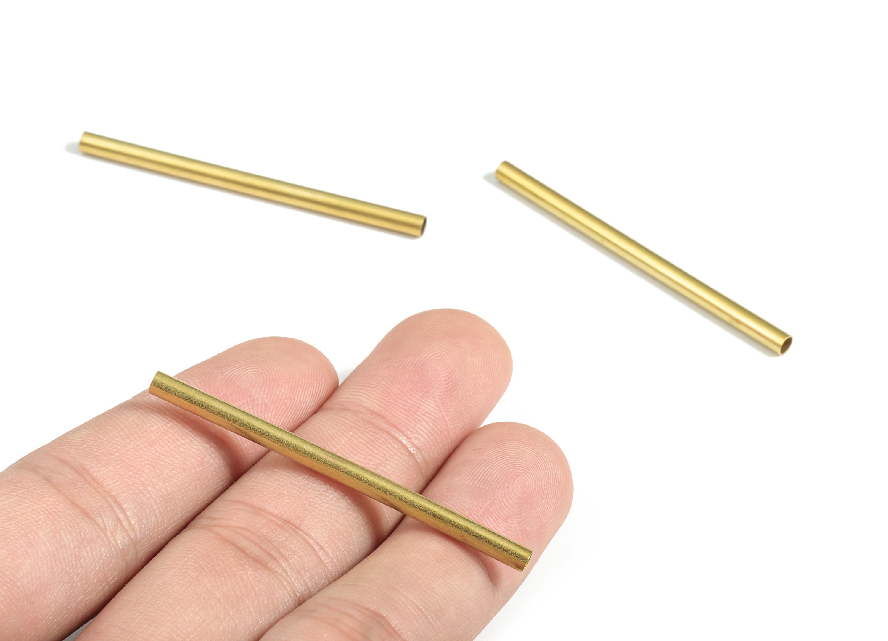 Raw Brass Tube - Brass Himmeli Tubes - DIY Tube - 50mmx3mm - PP1182 - DOMEDBAZAAR