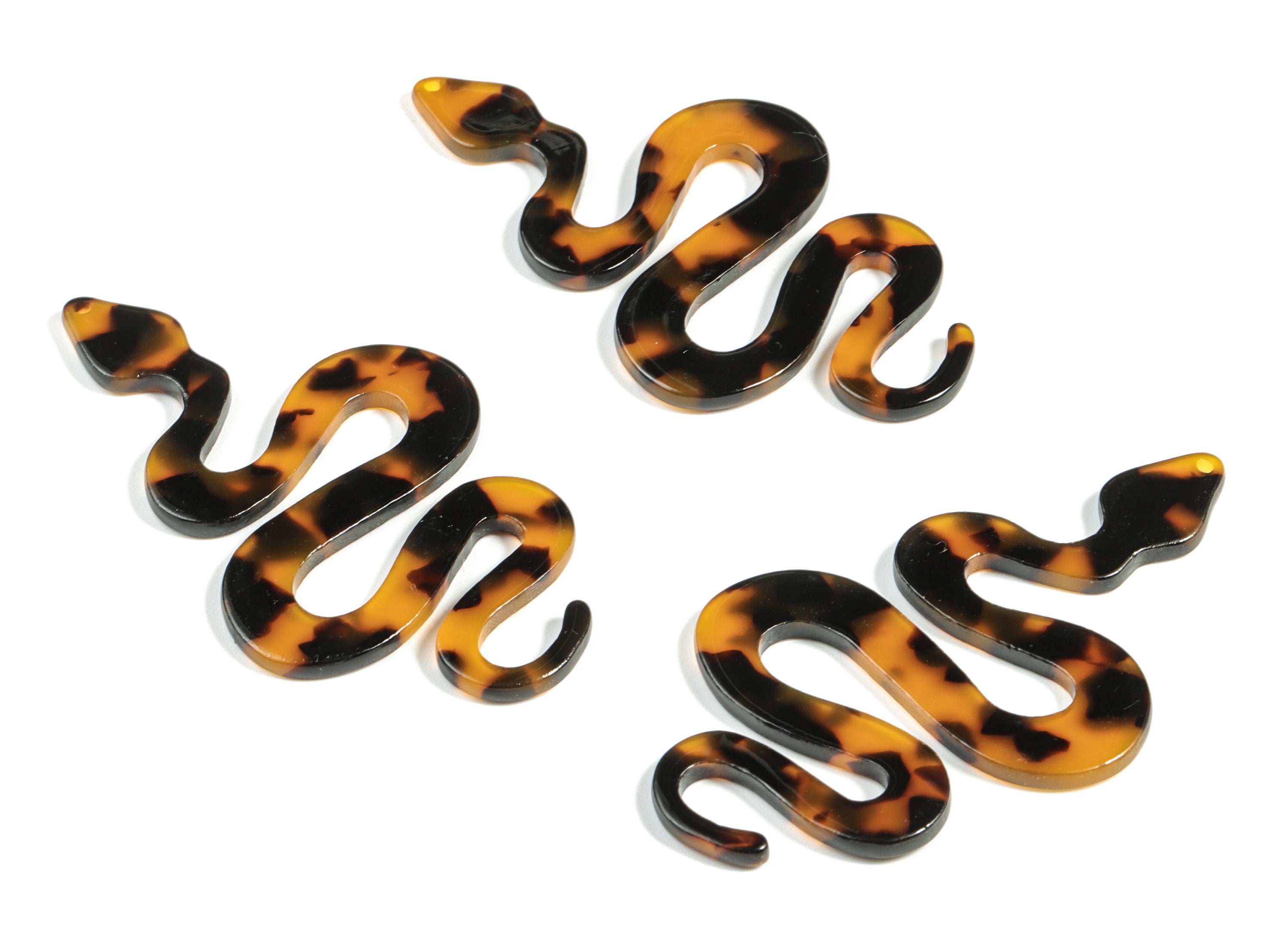 Acetate Snake Charms - Tortoise Shell Earrings - Snake Earrings and Pendant - Color Code:A01 - 65.89x34.77x2.18mm - AC1799-A01 - DOMEDBAZAAR