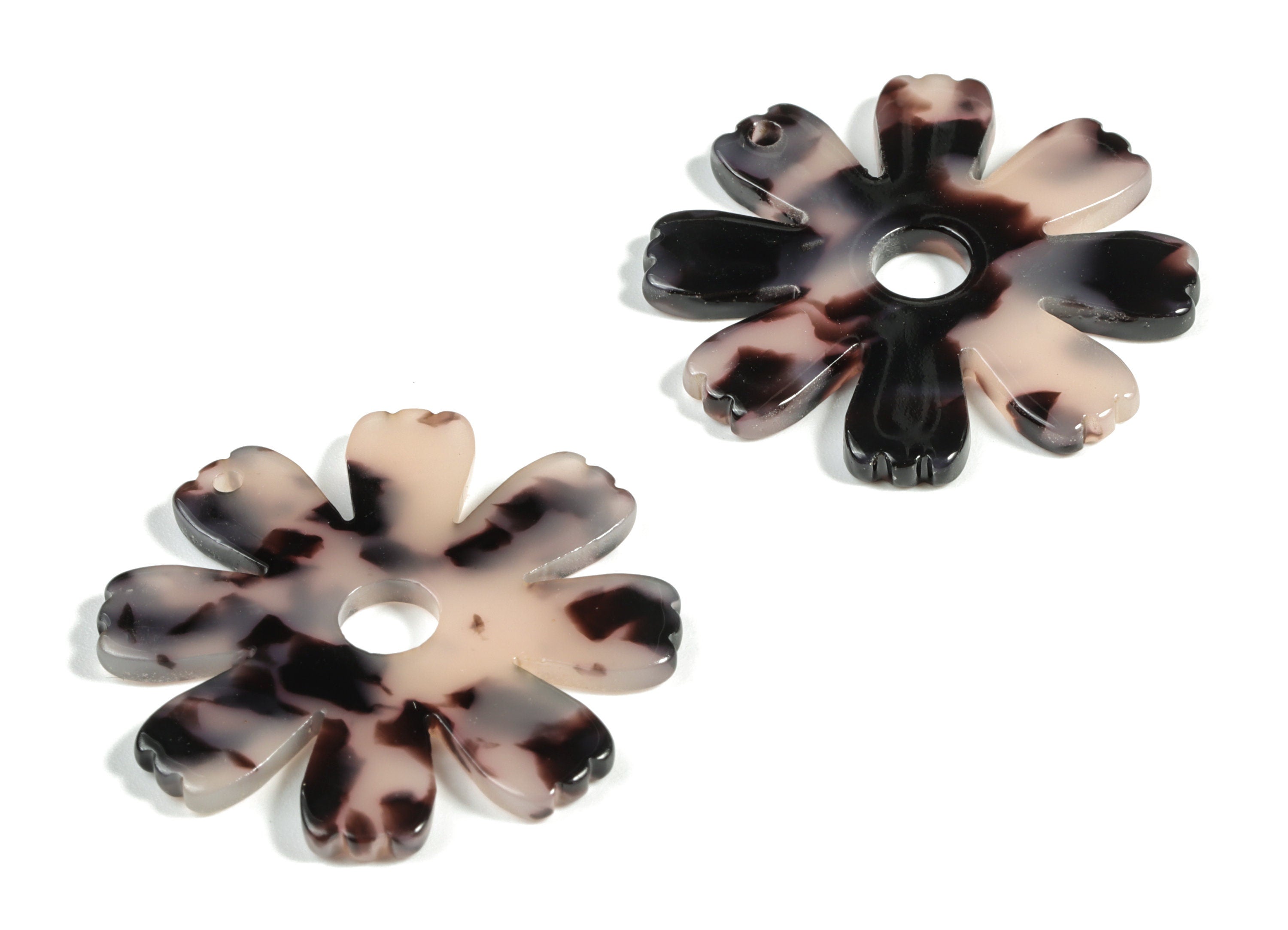 Acetate Acrylic Earring Charms - Blonde Tortoise Shell Pendant - 1 Hole - Earring Findings - Color Code: A06 - 34.73x33.57x2.57mm - AC1331E - DOMEDBAZAAR