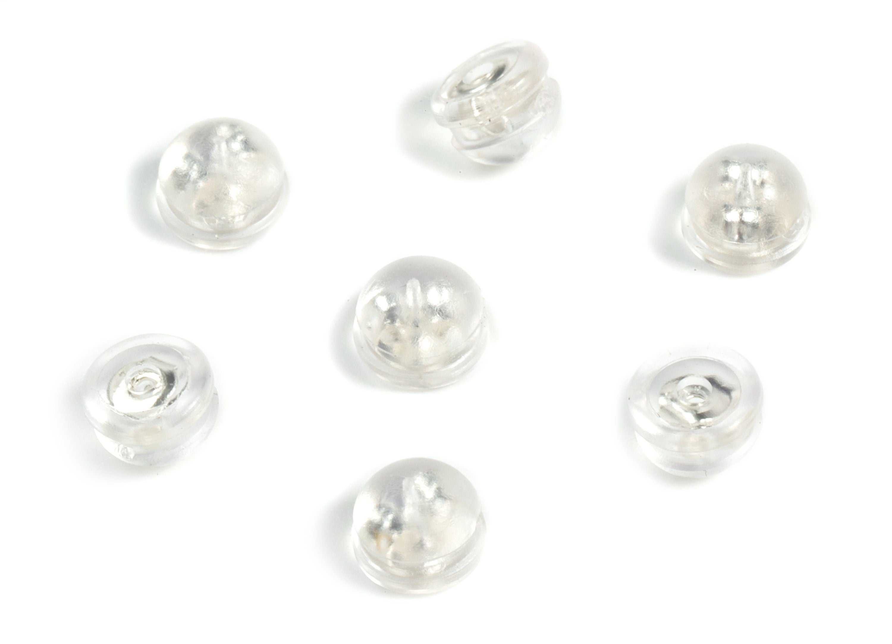 Rubber Earring Stopper Nuts - Ear Back With Rubber Cover - 18K Real White Gold Plating - Earring Back - 5.23x4.23x4.23mm - ES1012 - DOMEDBAZAAR