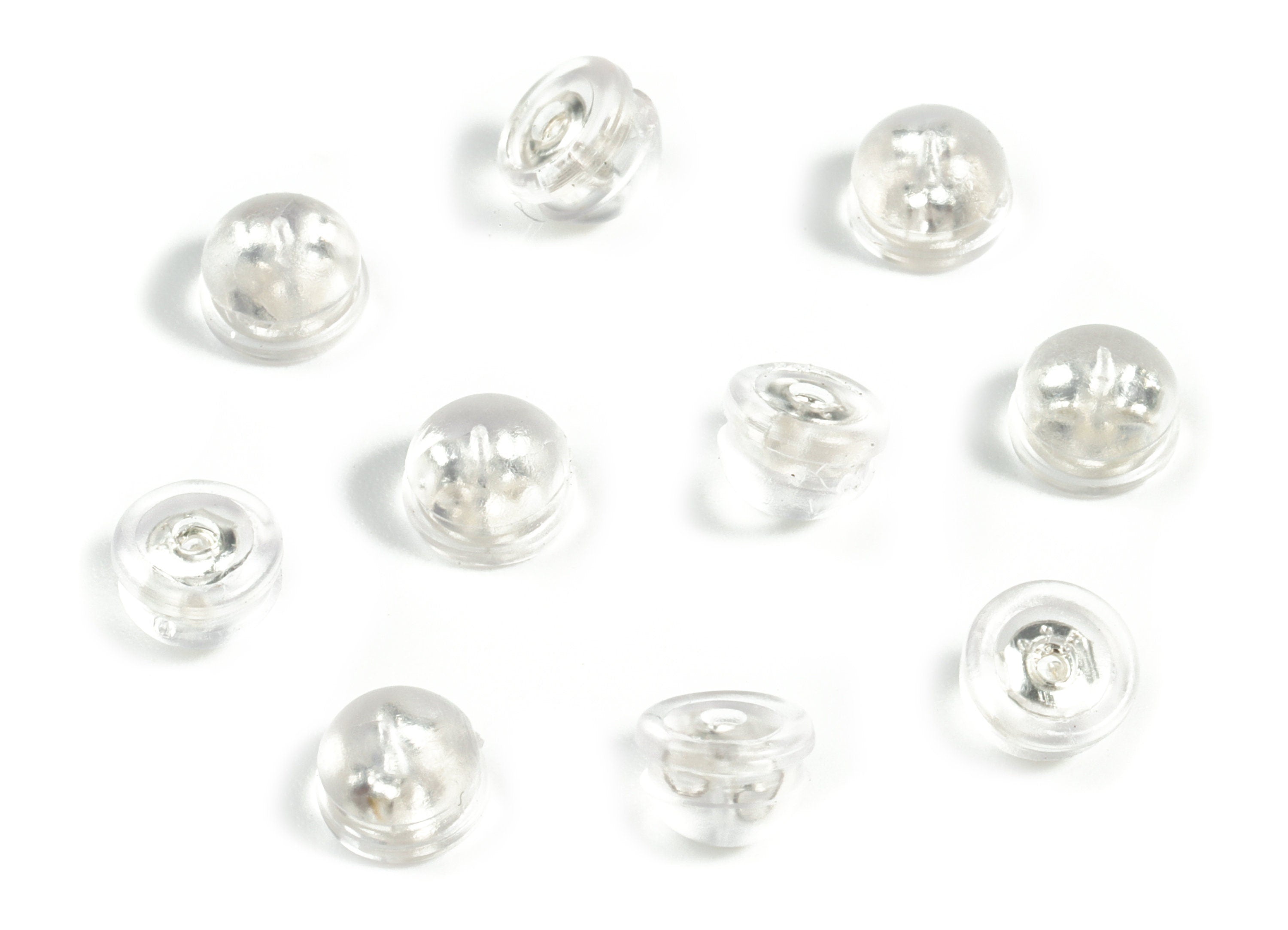 Rubber Earring Stopper Nuts - Ear Back With Rubber Cover - 18K Real White Gold Plating - Earring Back - 5.23x4.23x4.23mm - ES1012 - DOMEDBAZAAR