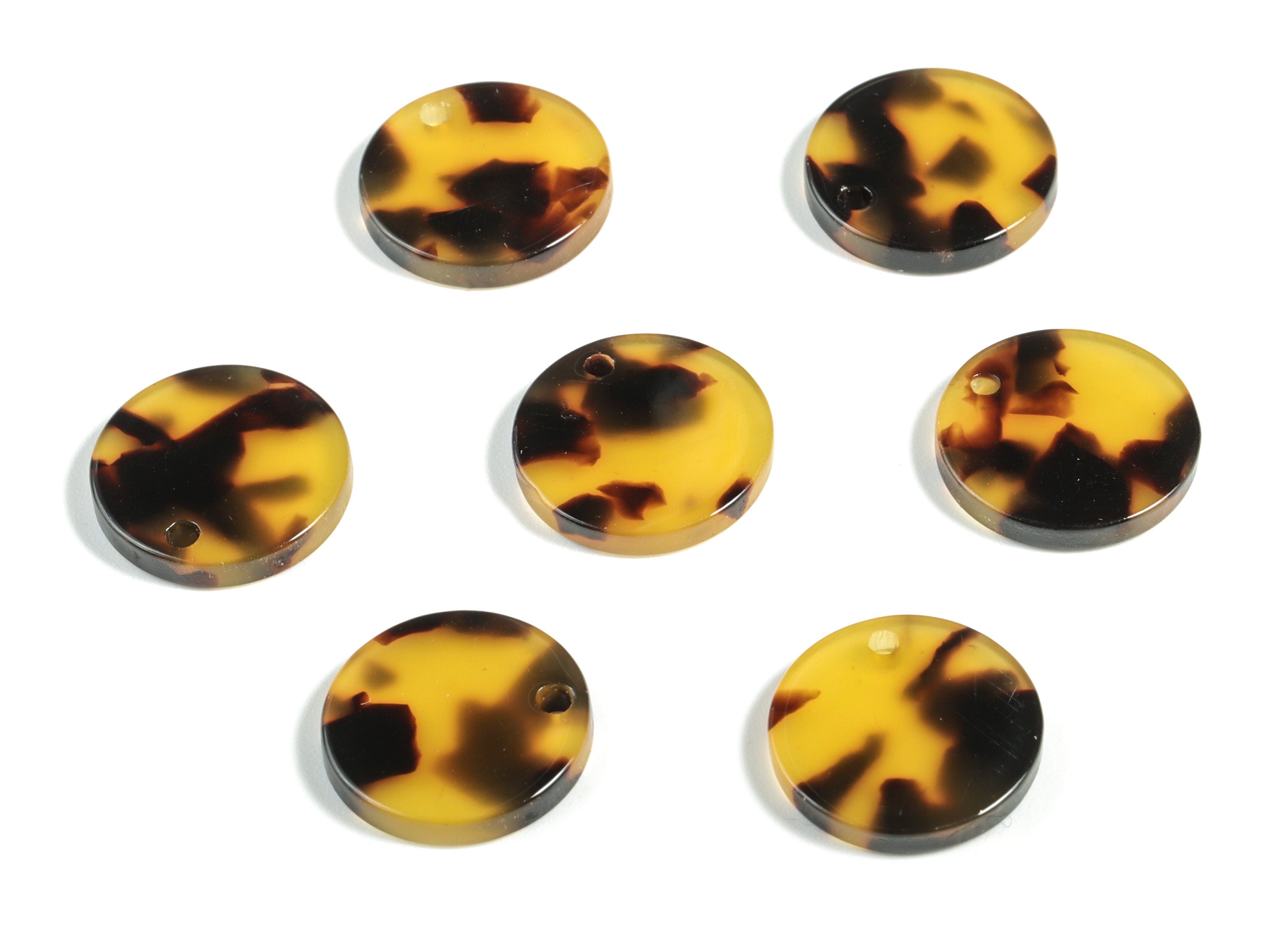 Acetate Round Charms - Round Pendant - Tortoise Shell Earrings - Jewelry Supplies - Color Code: A02 - 15.7x15.7x2.7mm - AC1675-A02 - DOMEDBAZAAR