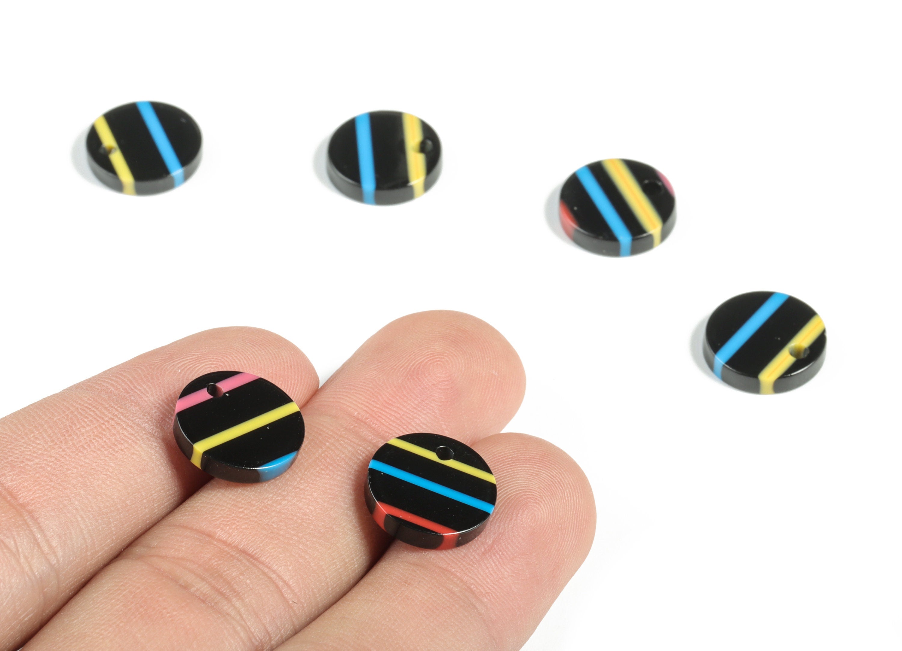 Acetate Round Charms - Round Earrings and Pendant - Earring Findings - Jewelry Supplies - Color Code: A141 - 12.9x12.9x2.7mm - AC1101-A141 - DOMEDBAZAAR