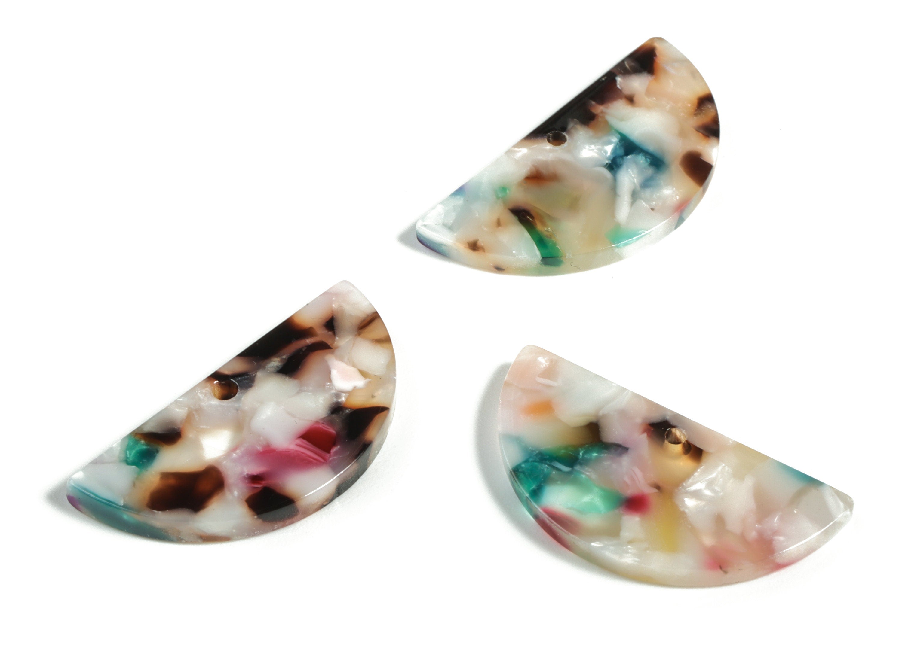 Acetate Semicircle Charm - Semicircle Earring & Pendant - Earring Findings - Jewelry Supplies - Color Code: A59 - 14x28.5x2.5mm - AC1039-A59 - DOMEDBAZAAR