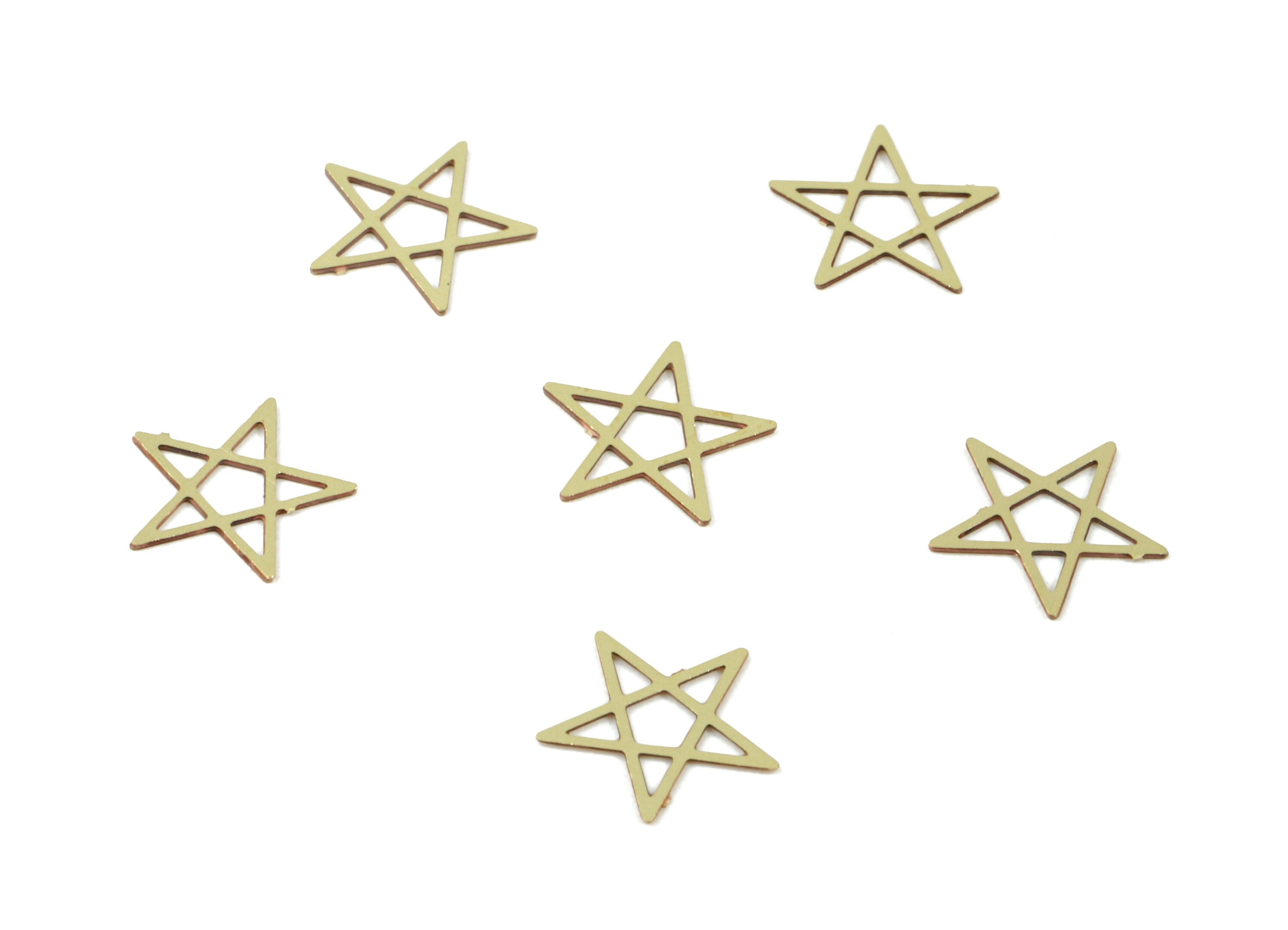 Brass Star Earring Charm - Raw Brass Star Bracelet Charms - Necklace Findings - Jewelry Supplies - 7.88x7.88x0.3mm - JJC6746 - DOMEDBAZAAR