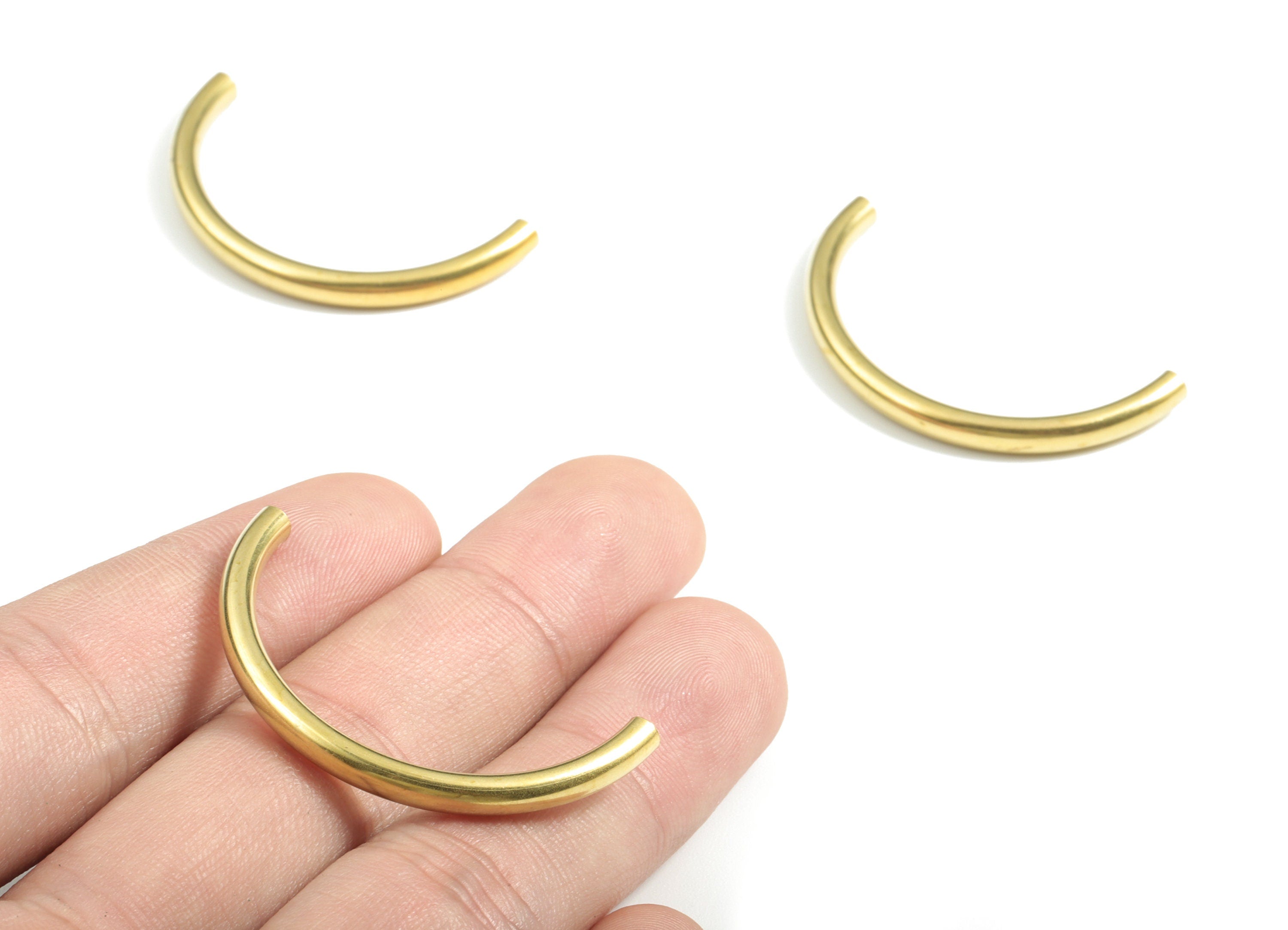 Raw Brass Tube - Raw Brass Square Shaped - Raw Brass Curved Tubes - 41mm x 20mm - PP1178 - DOMEDBAZAAR