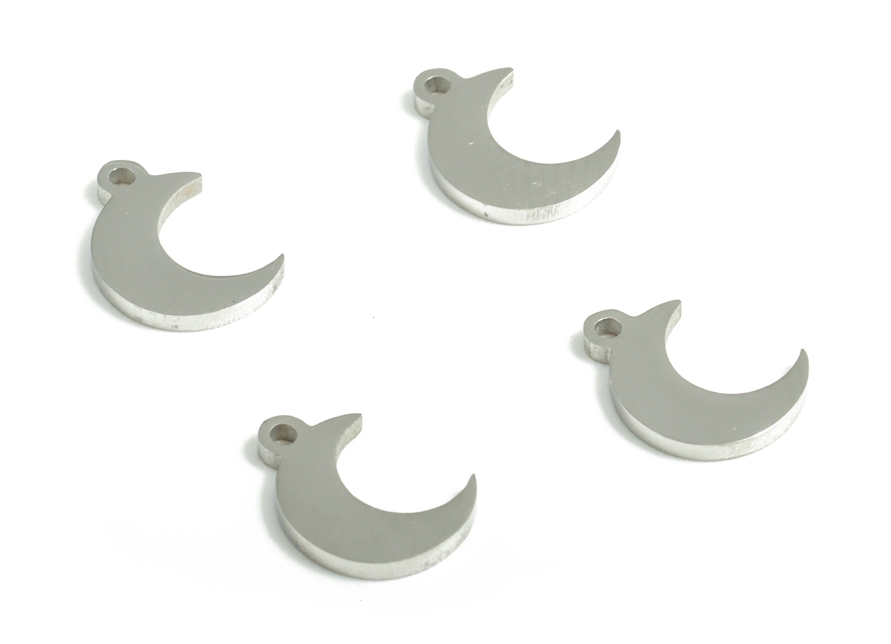 Stainless Steel Crescent  Earring Charms - Stainless Steel Moon Pendant - Jewelry Making Supplies - 9.52x6.71x0.98mm - SS1199 - DOMEDBAZAAR