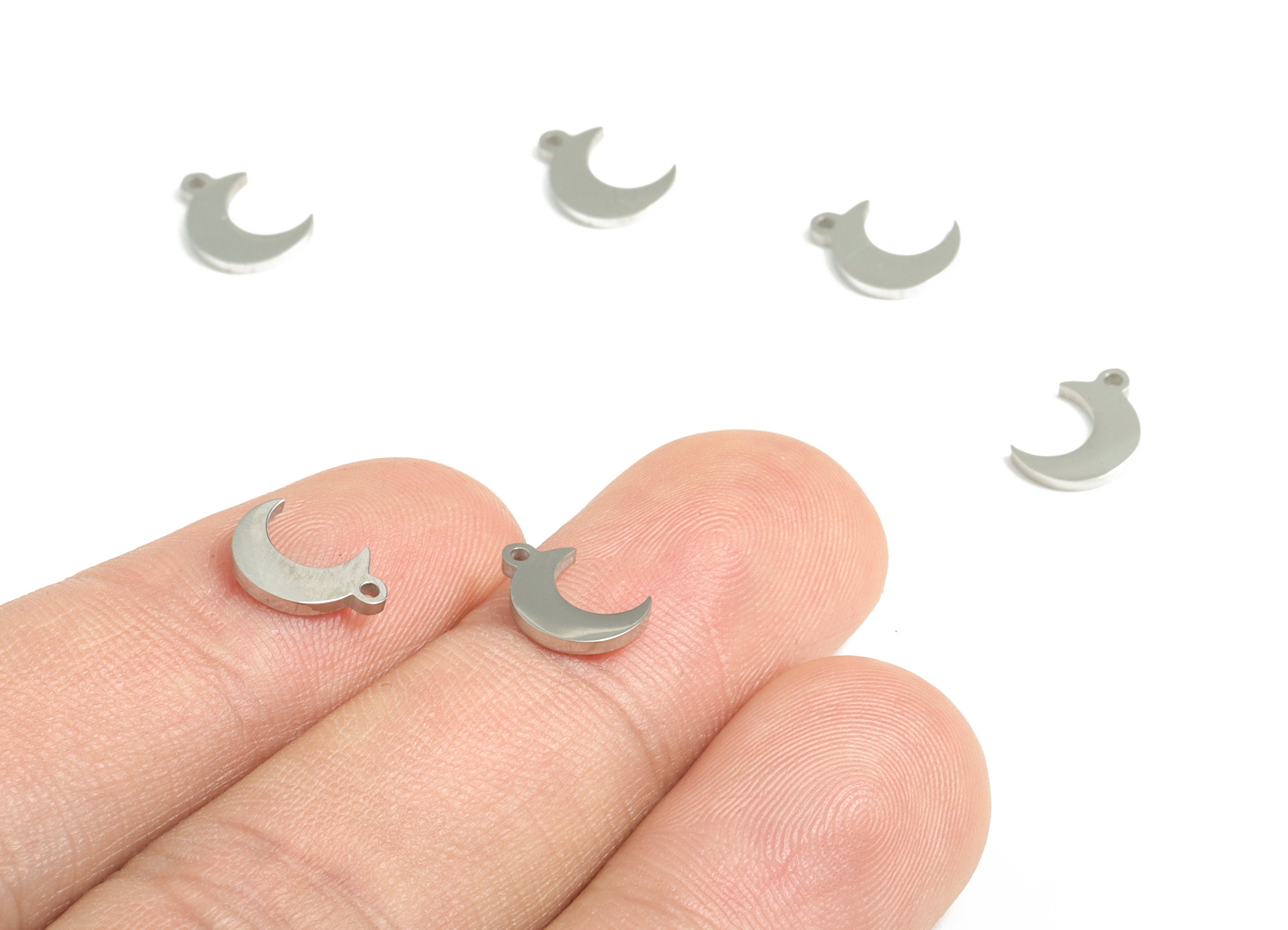 Stainless Steel Crescent  Earring Charms - Stainless Steel Moon Pendant - Jewelry Making Supplies - 9.52x6.71x0.98mm - SS1199 - DOMEDBAZAAR
