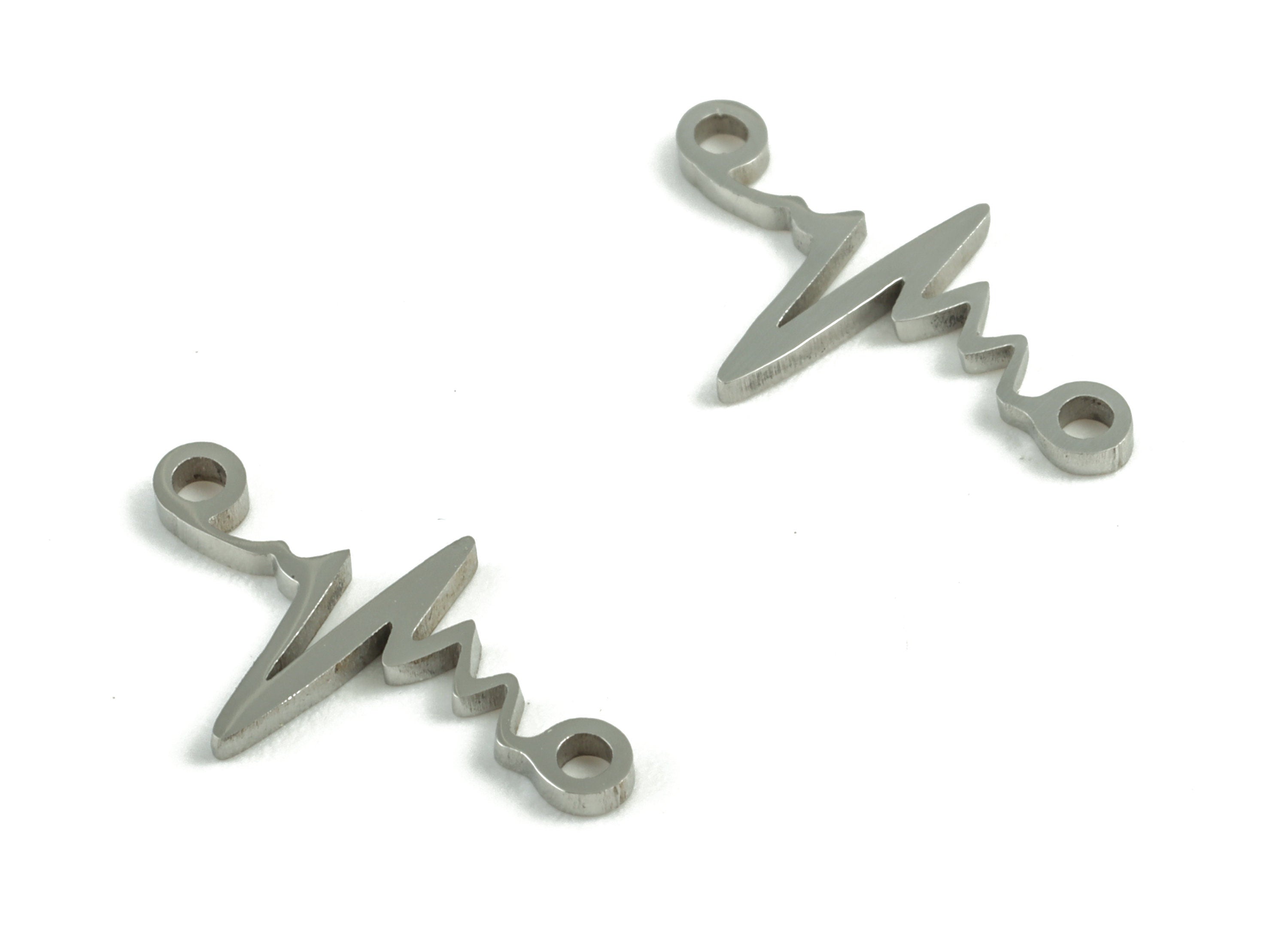 Stainless Steel Lightning Connector - Stainless Steel Lightning Earrings Charms - Jewelry Making Supplies - 15.11x8.43x0.96mm - SS1200 - DOMEDBAZAAR