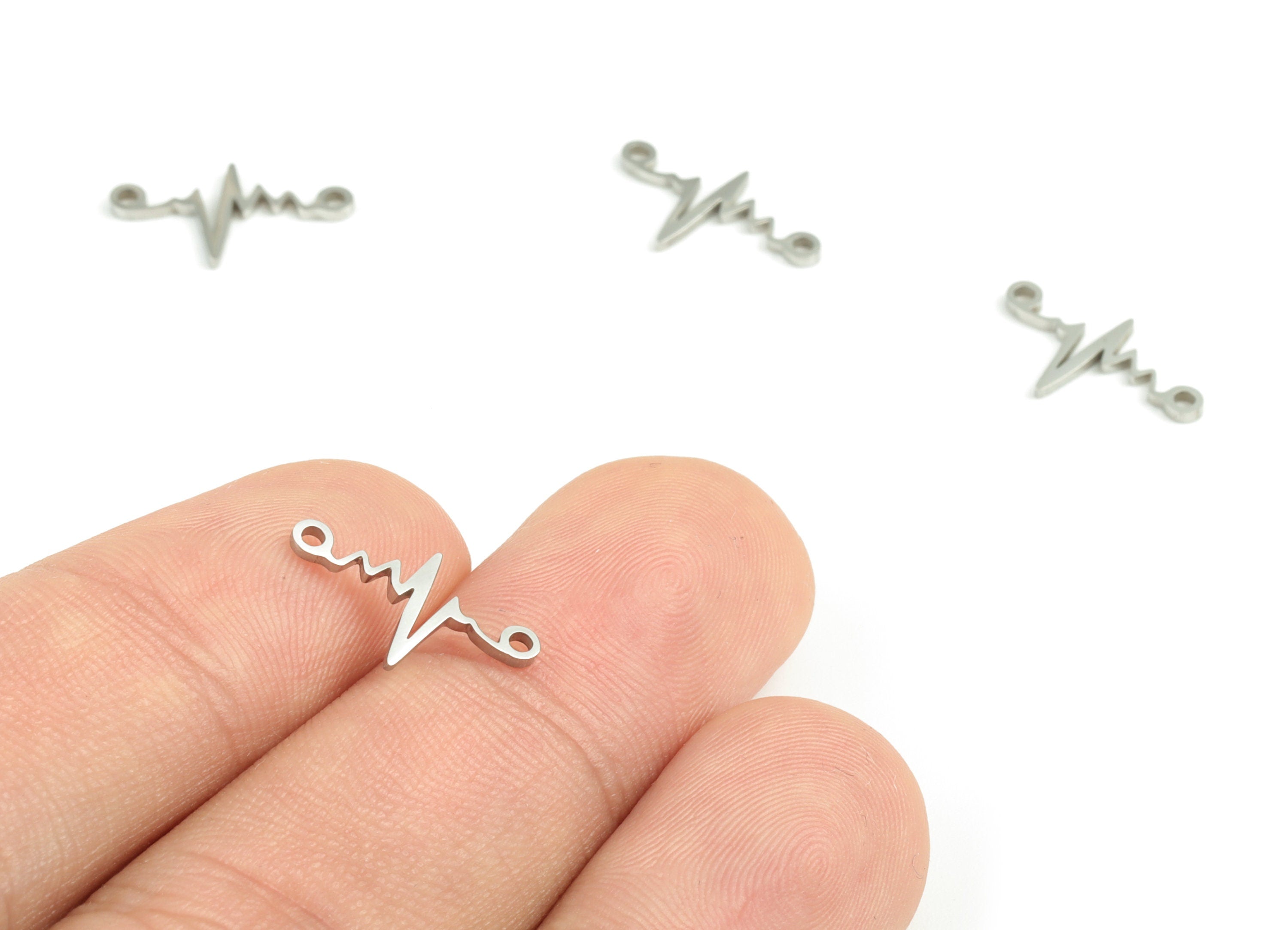 Stainless Steel Lightning Connector - Stainless Steel Lightning Earrings Charms - Jewelry Making Supplies - 15.11x8.43x0.96mm - SS1200 - DOMEDBAZAAR