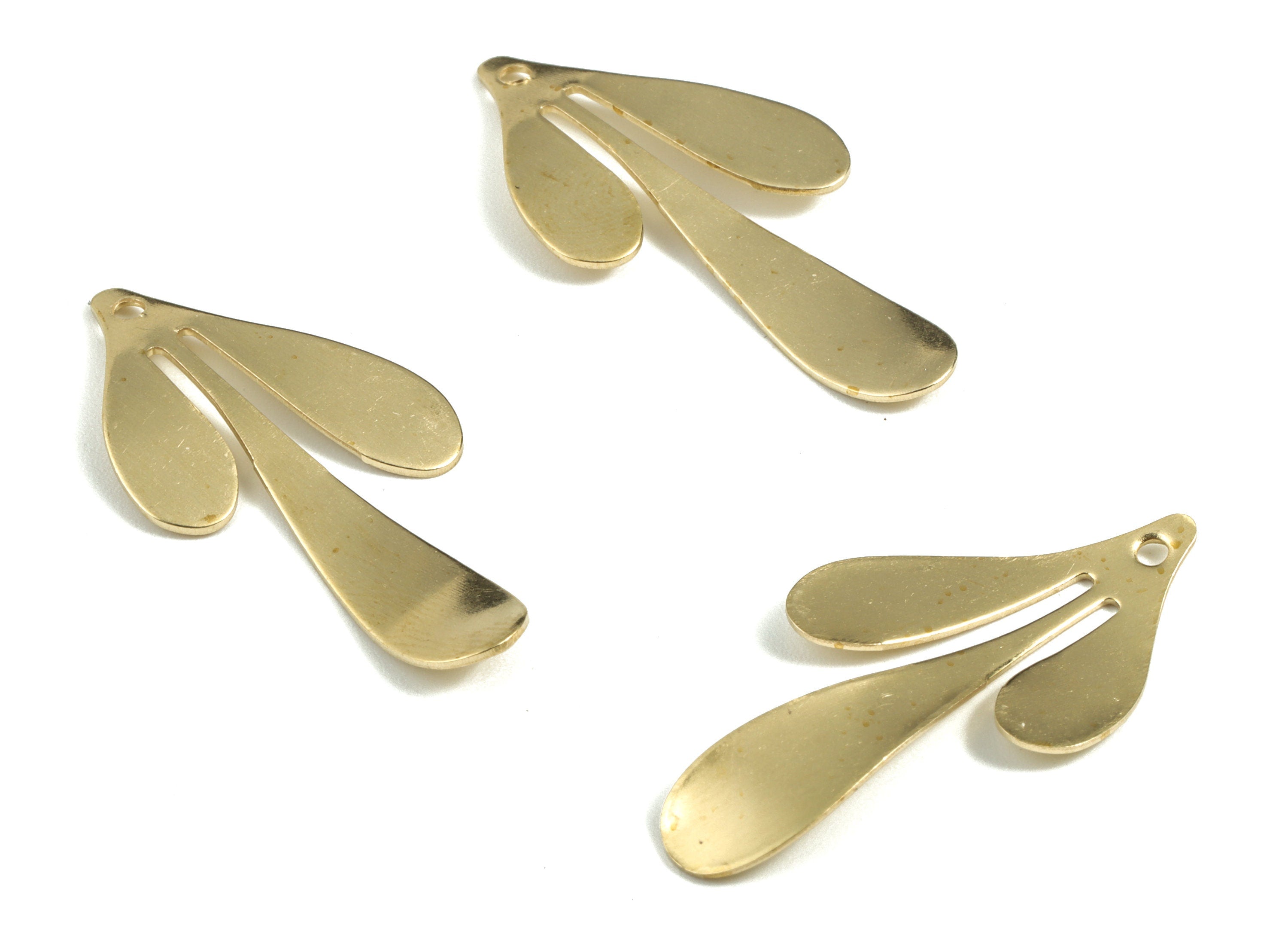 Brass Leaf Earring Charms - Raw Brass Leaf Pendant - Earring Findings - DIY Jewelry Making Supplies - 35.34x17.36x0.87mm - PP3621 - DOMEDBAZAAR