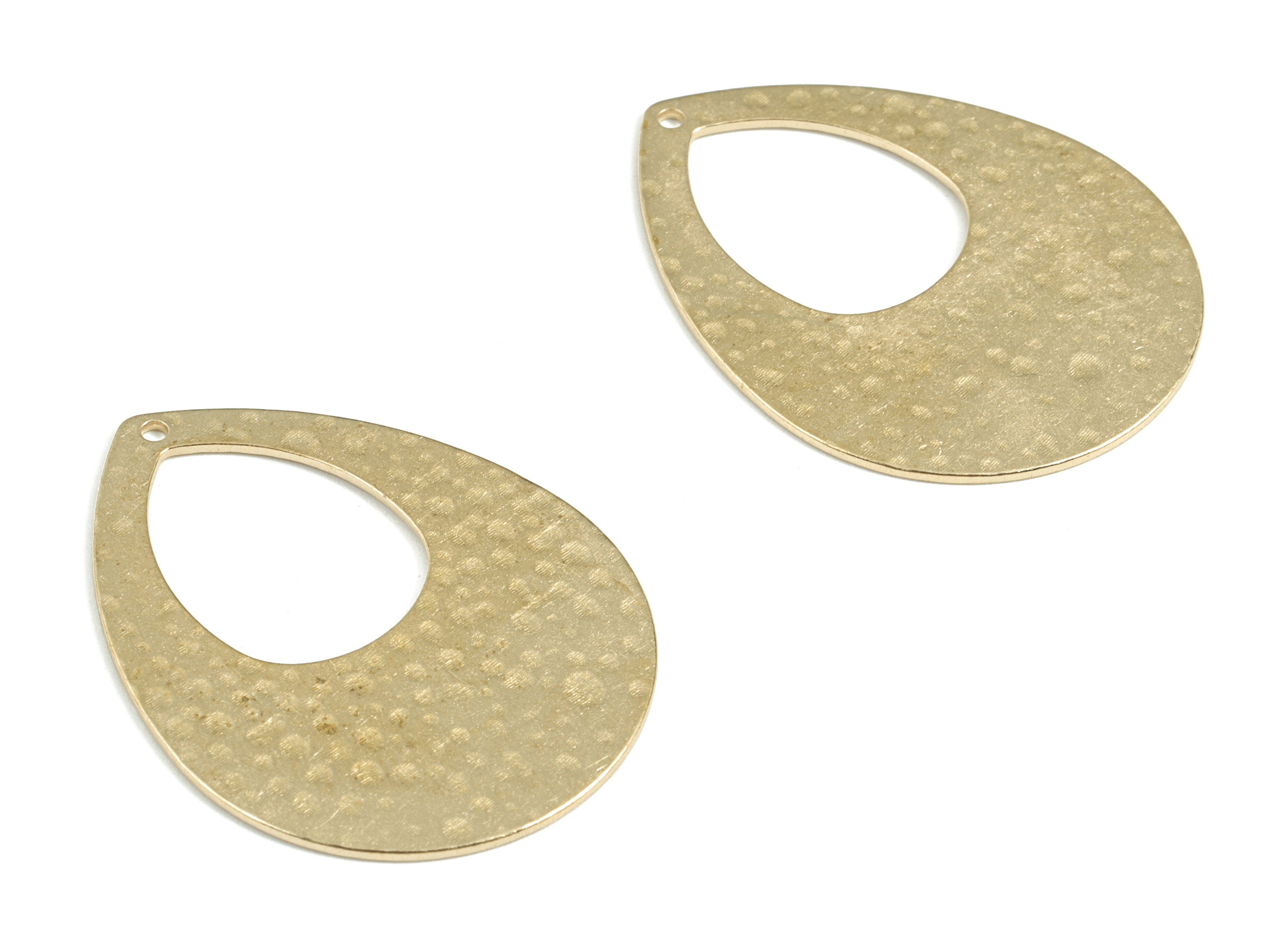 Brass Hammered Drop Earring Charms - Raw Brass Drop Pendant - Earring Findings - Jewelry Supplies - 36.23x28.1x0.85mm - PP3674 - DOMEDBAZAAR
